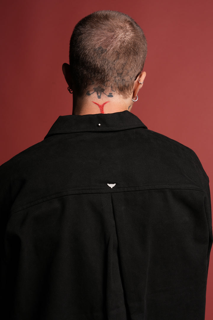 Sashiko Webs Winslow Shirt Jacket in Black
