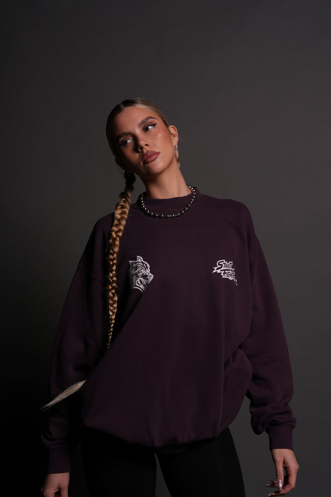 Final Boss Unisex London Crewneck in Storm Purple