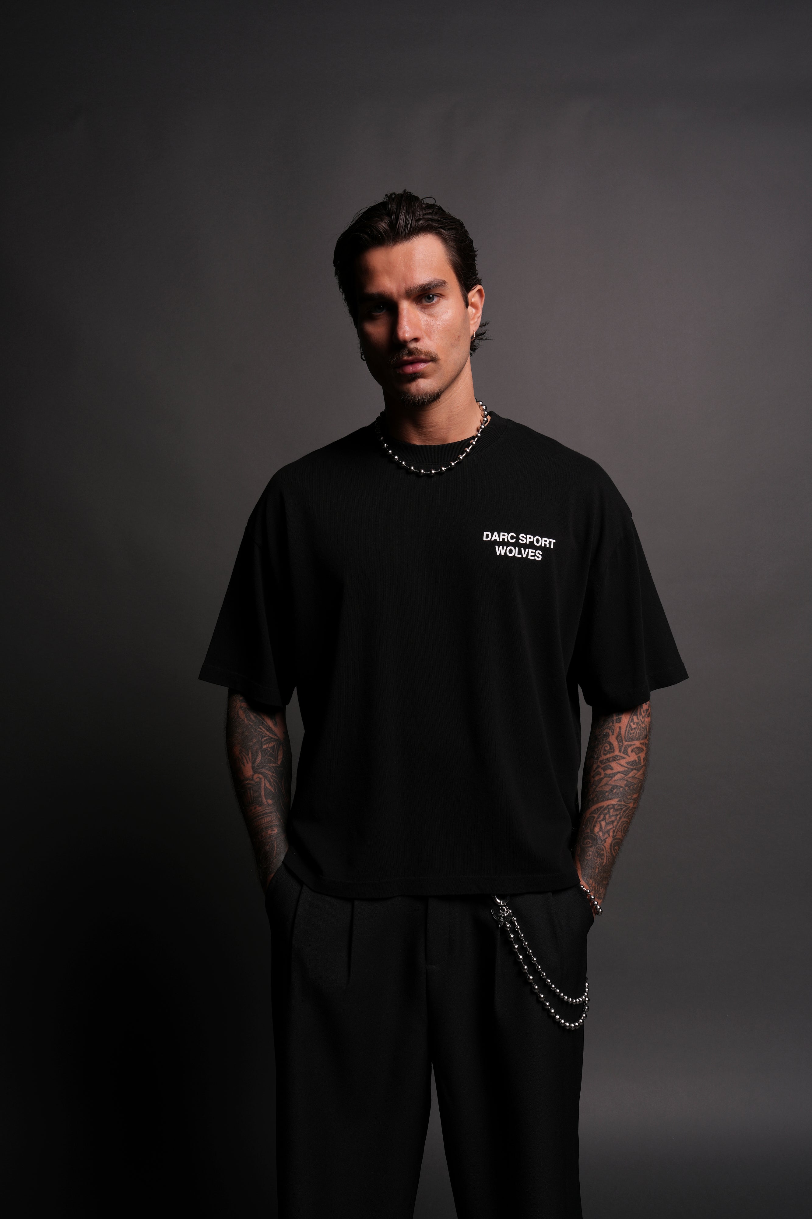 Darc Sport Wolves Blossom "Premium" Box Cut Tee in Black