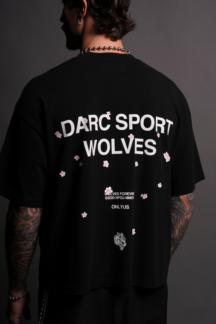 Darc Sport Wolves Blossom "Premium" Box Cut Tee in Black
