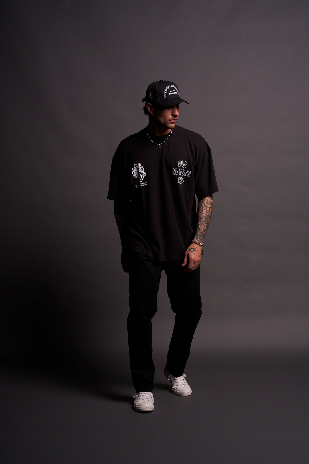 Bury Me In Darc NFGU V2 "Premium" Oversized Tee in Black/White