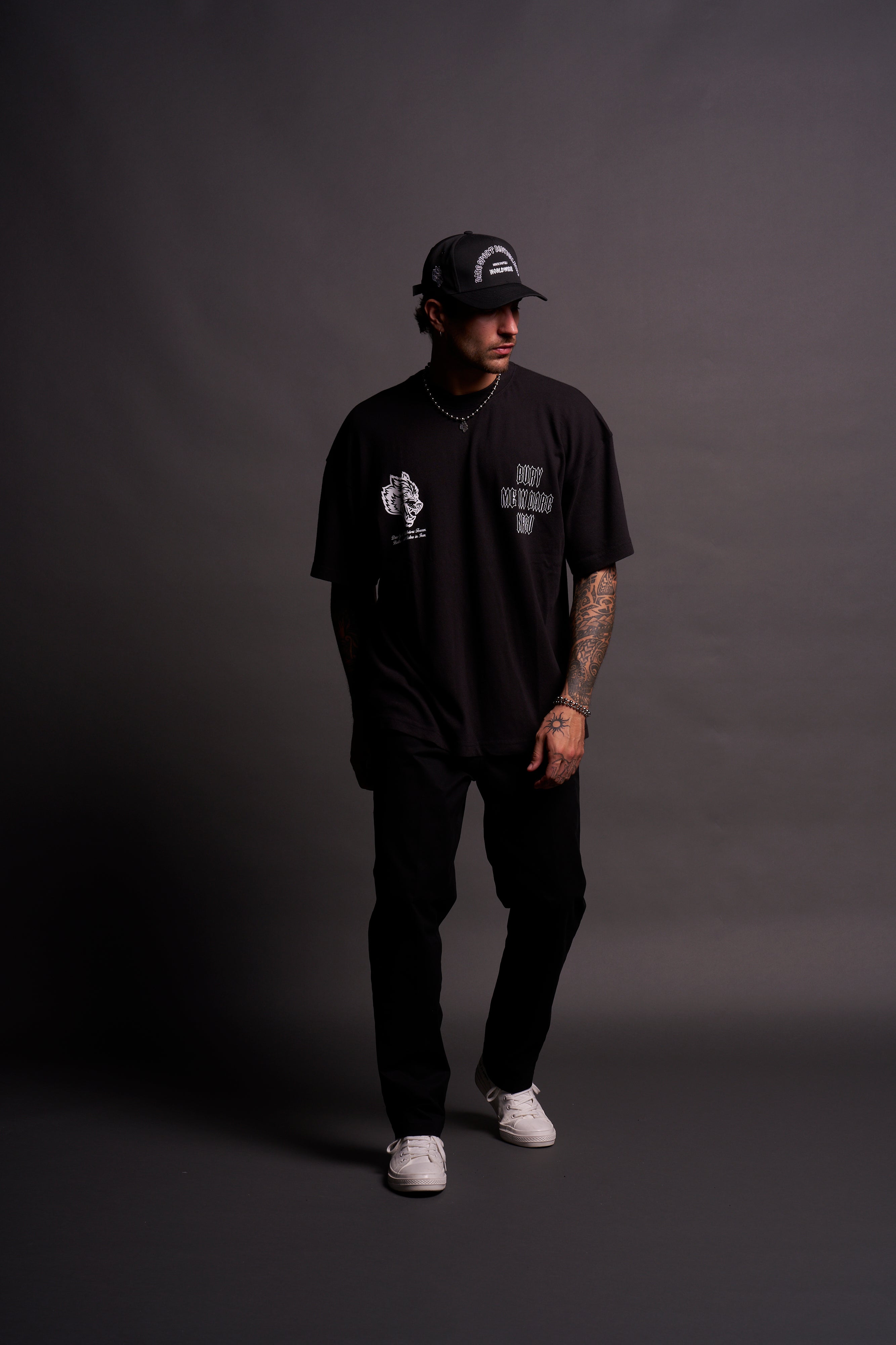 Bury Me In Darc NFGU V2 "Premium" Oversized Tee in Black/White