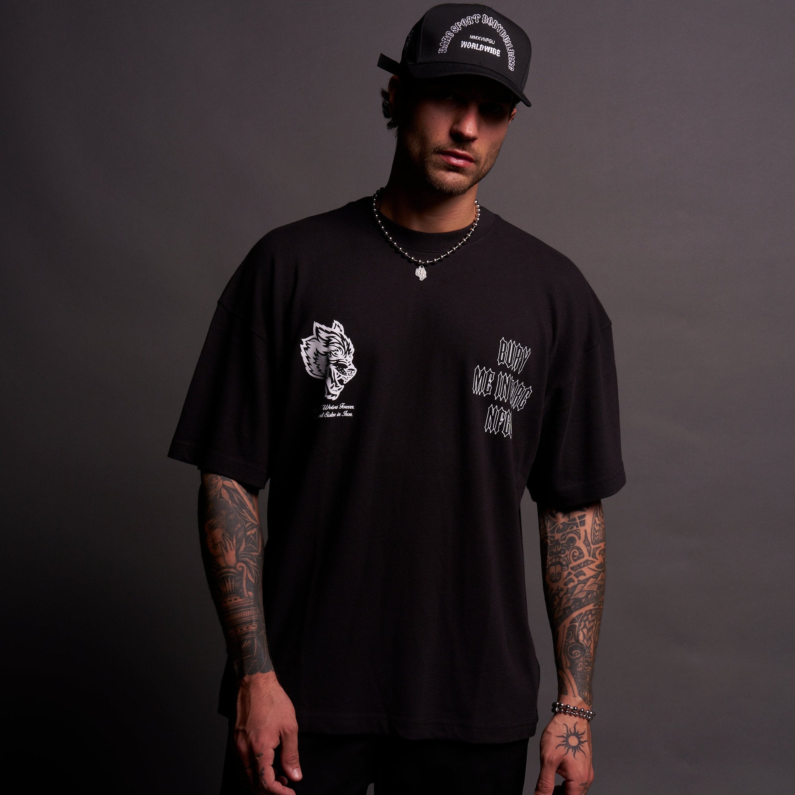 Bury Me In Darc NFGU V2 "Premium" Oversized Tee in Black/White