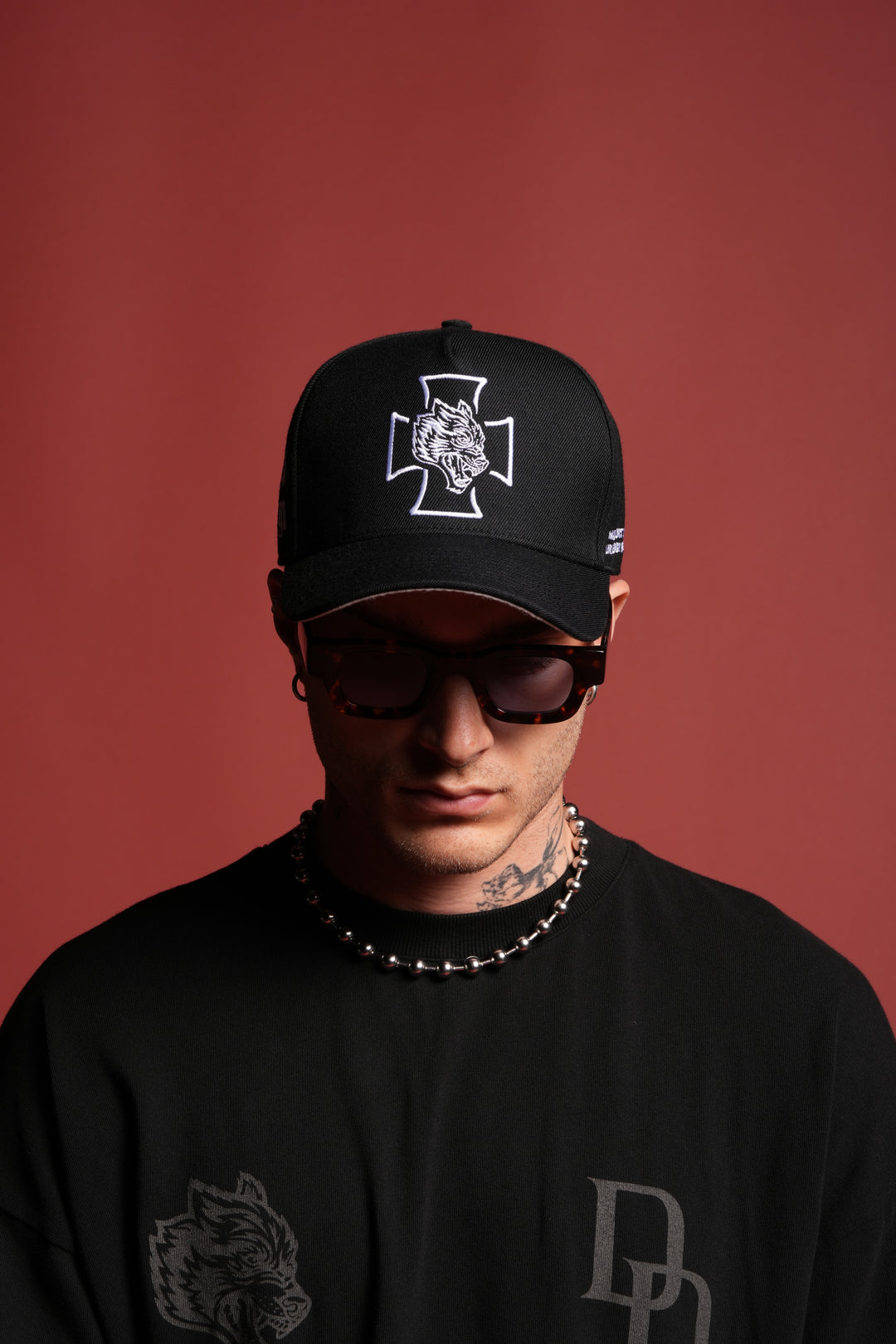 Wolf Iron Cross A Frame Snapback in Black