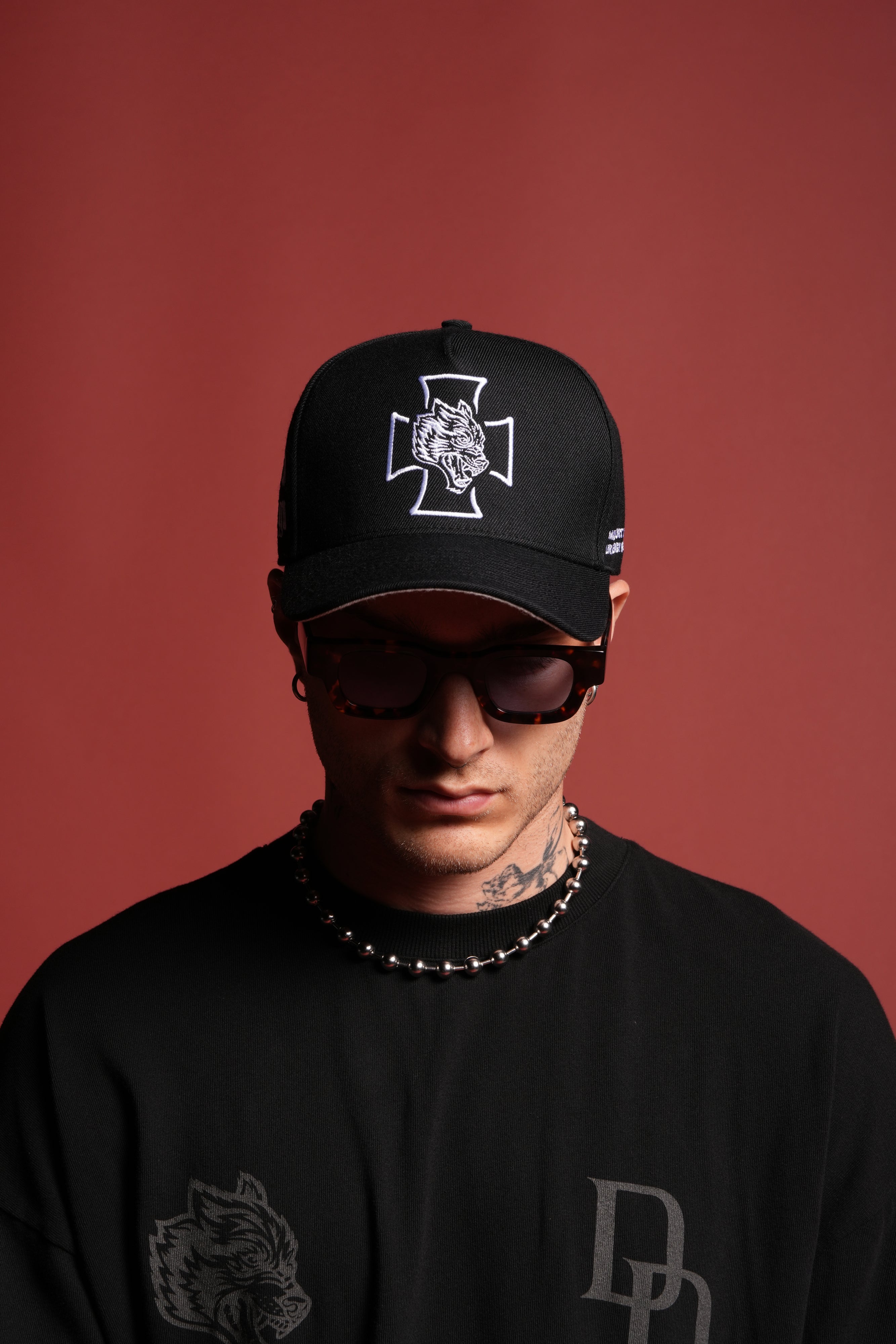 Wolf Iron Cross A Frame Snapback in Black