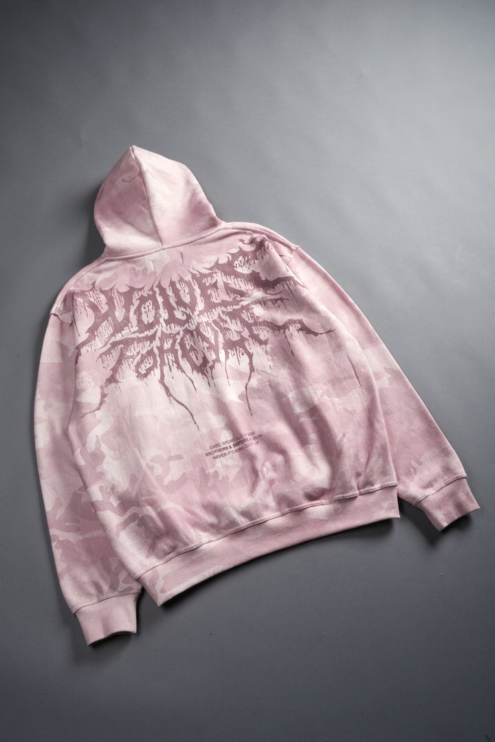 Drip Hesh WLVS FRVR Unisex "Pierce" Hoodie in Blush Vintage Woodland Camo