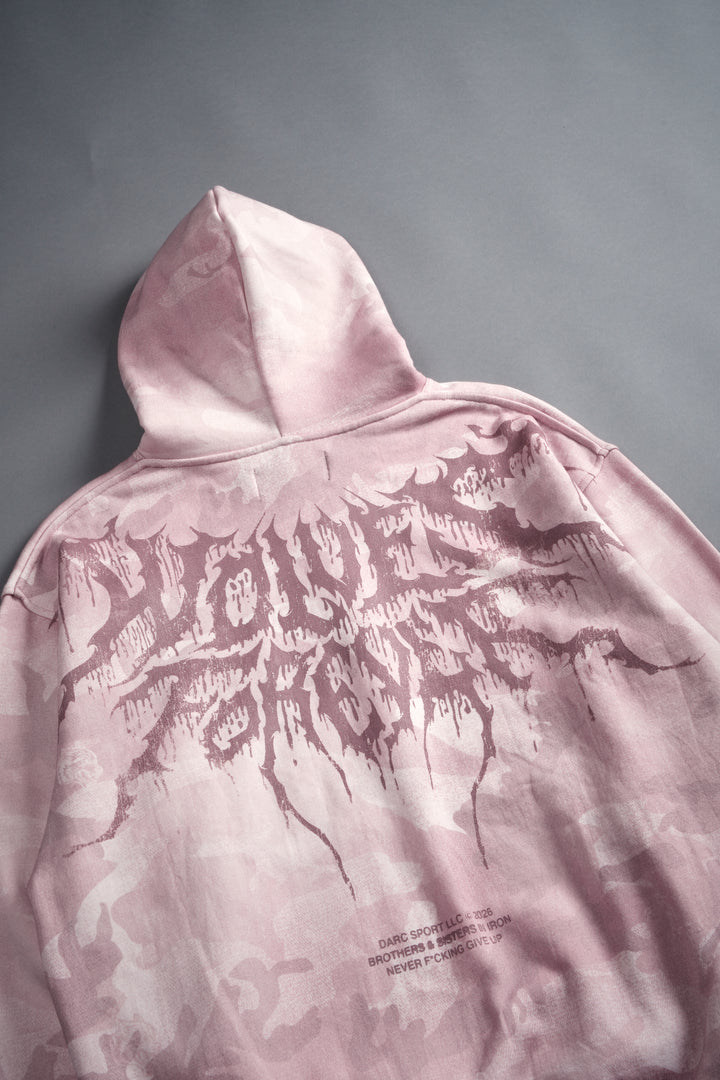 Drip Hesh WLVS FRVR Unisex "Pierce" Hoodie in Blush Vintage Woodland Camo