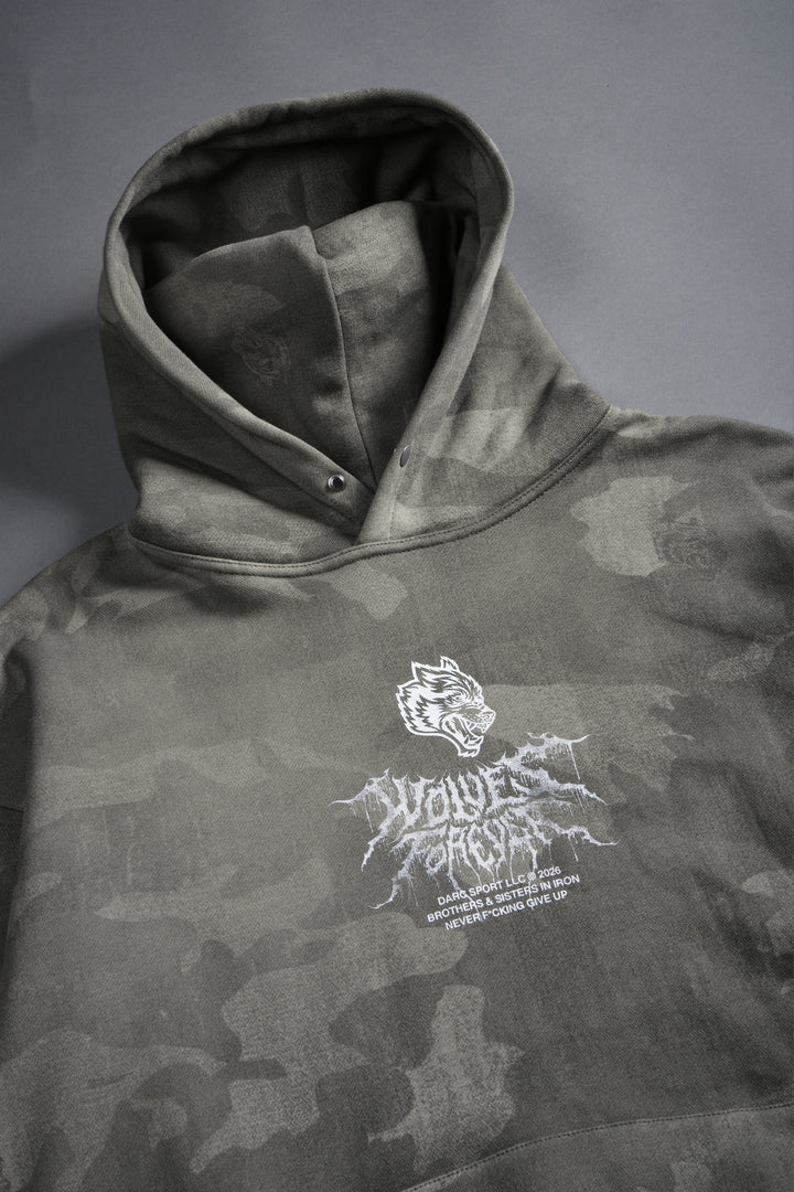 Drip Hesh WLVS FRVR Unisex "Pierce" Hoodie in Lush Vintage Woodland Camo