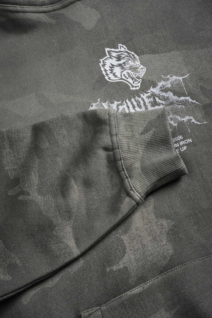 Drip Hesh WLVS FRVR Unisex "Pierce" Hoodie in Lush Vintage Woodland Camo