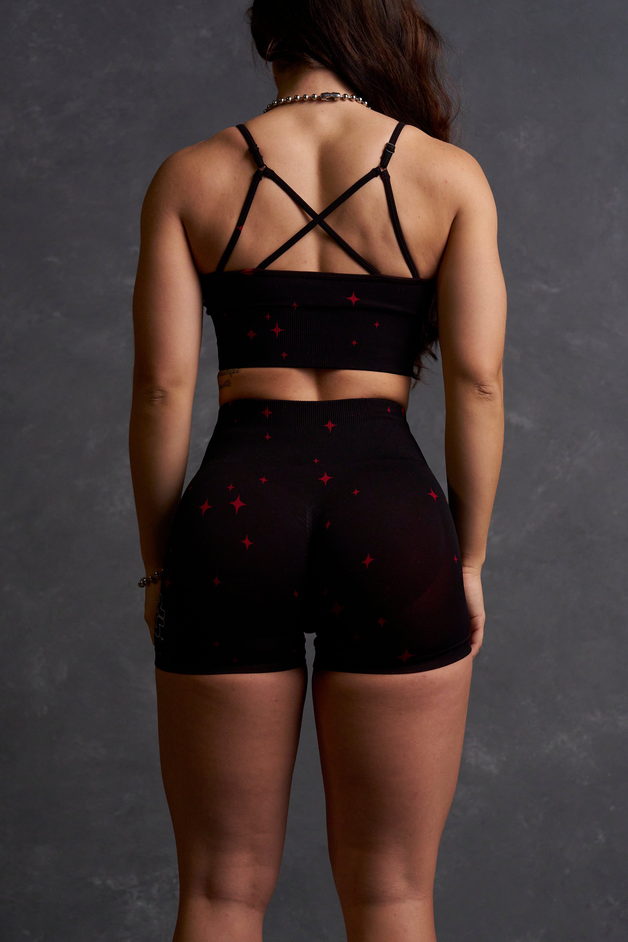 The Power Everson Seamless "Training" Shorts in Black/Red Starry Night