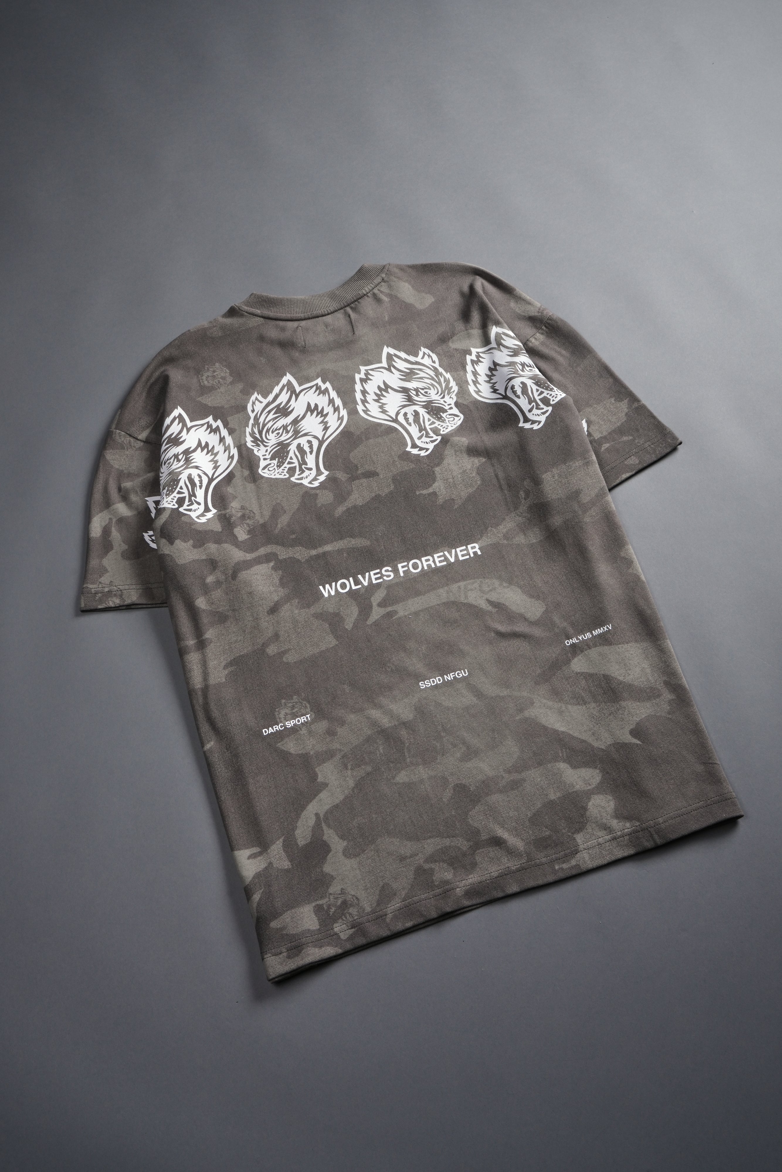 Wolves Have Your Back Unisex "Premium" Oversized Tee in Lush Vintage Woodland Camo