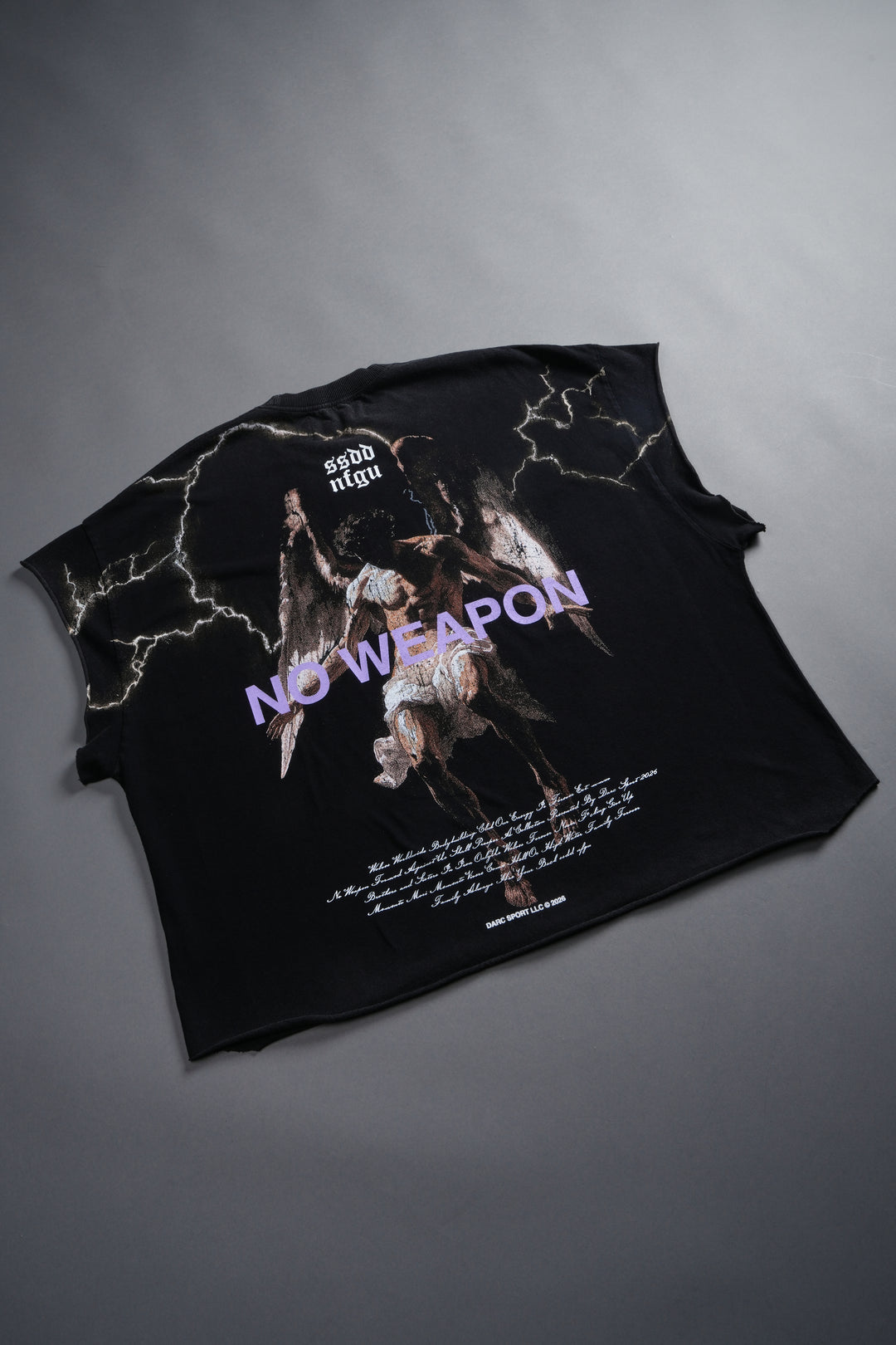 Fallen Angel Grunge Cut-Off Tee in Black