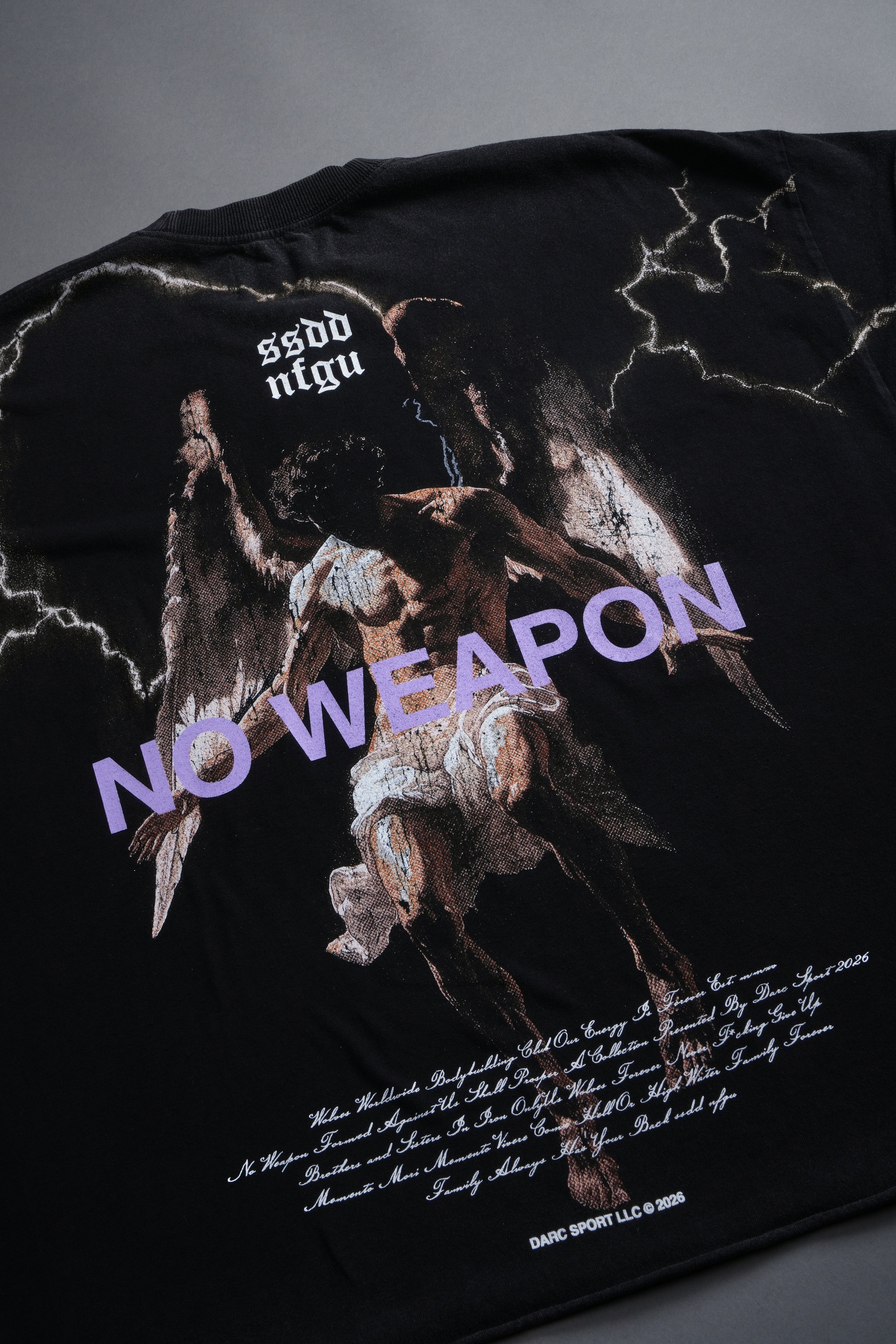 Fallen Angel Grunge Cut-Off Tee in Black