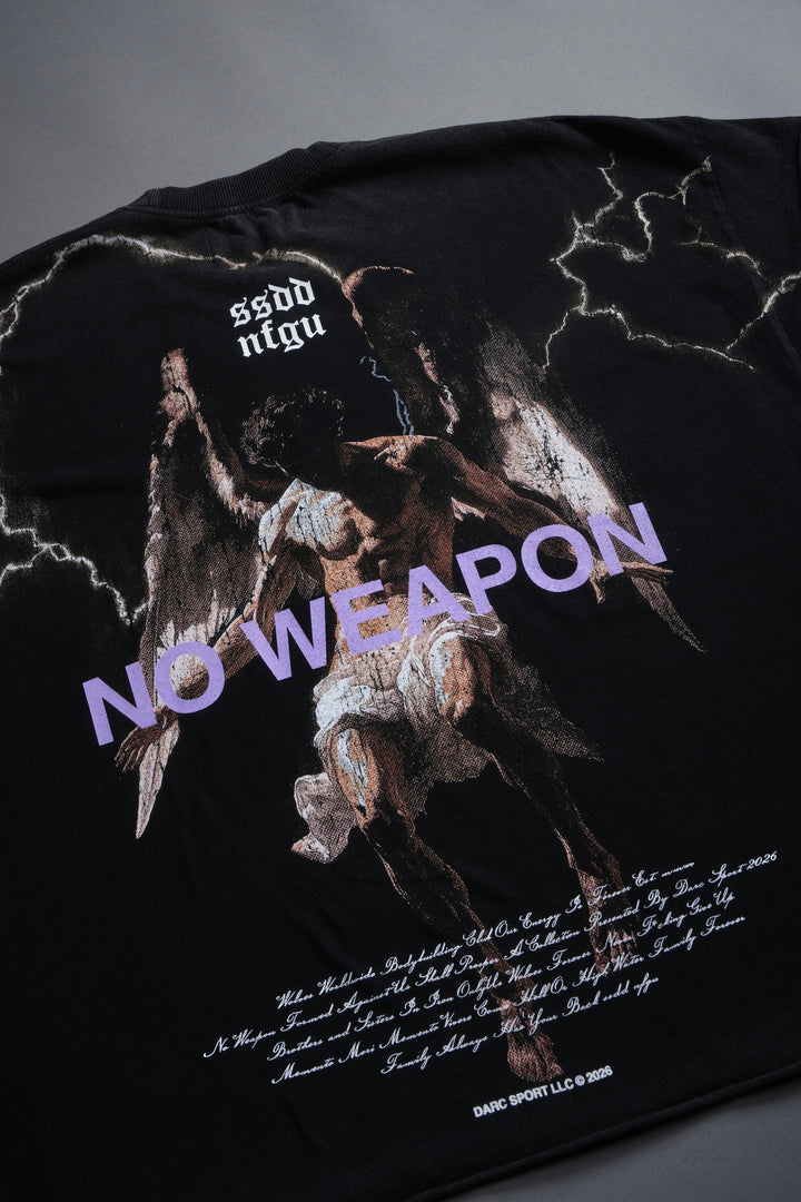 Fallen Angel Grunge Cut-Off Tee in Black