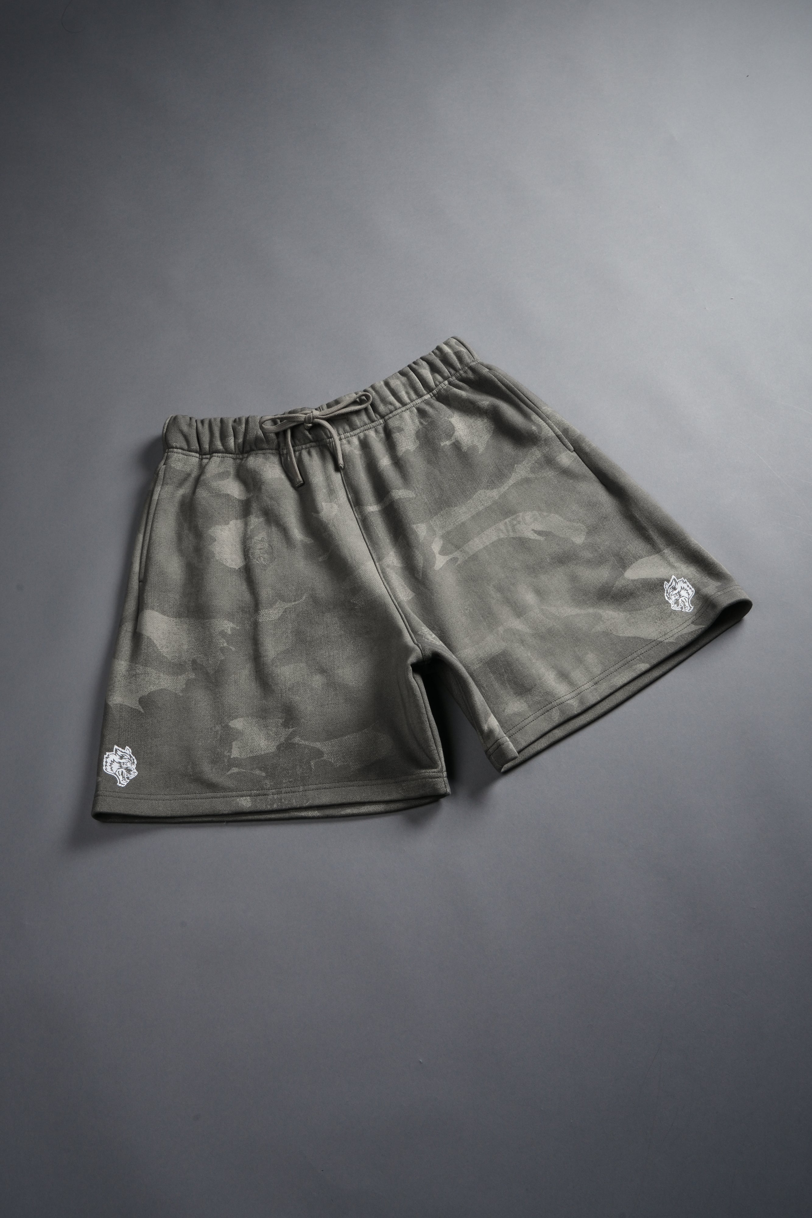 Dual Oversized Post Lounge Sweat Shorts in Lush Vintage Woodland