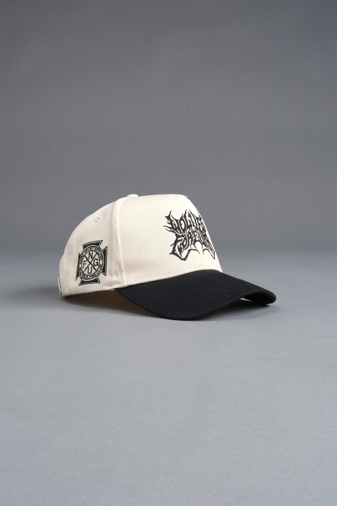 Sheer Loyalty 5 Panel Hat in Cream/Black