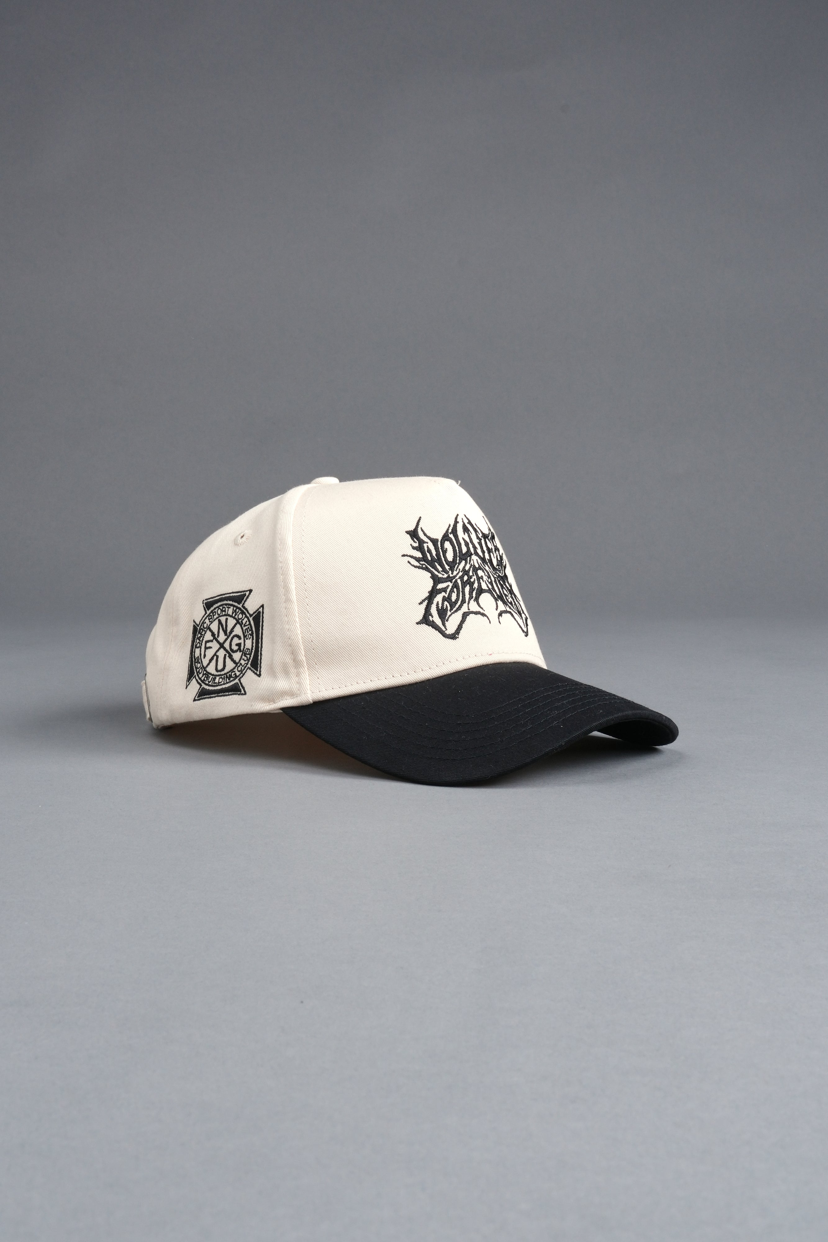Sheer Loyalty 5 Panel Hat in Cream/Black