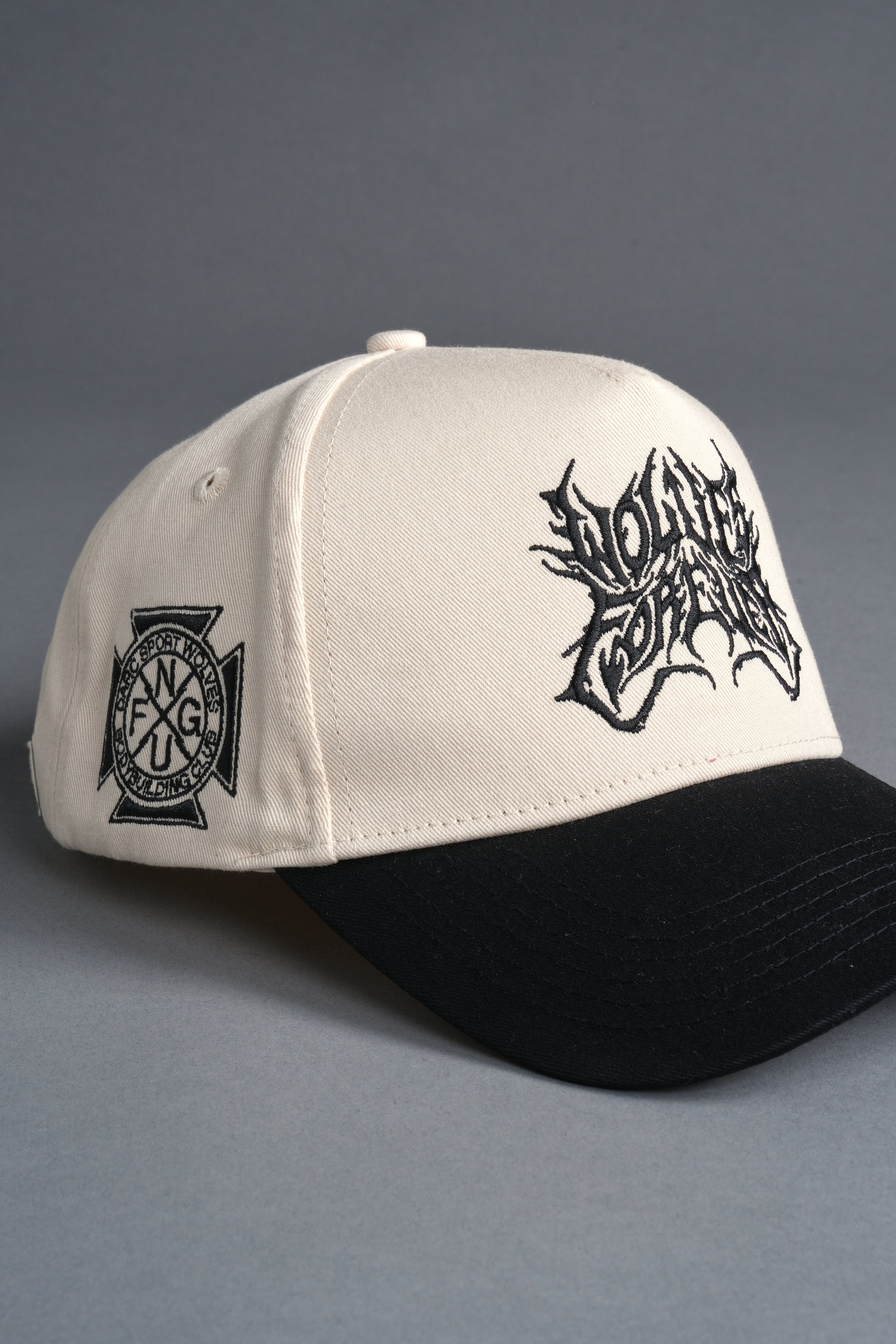 Sheer Loyalty 5 Panel Hat in Cream/Black