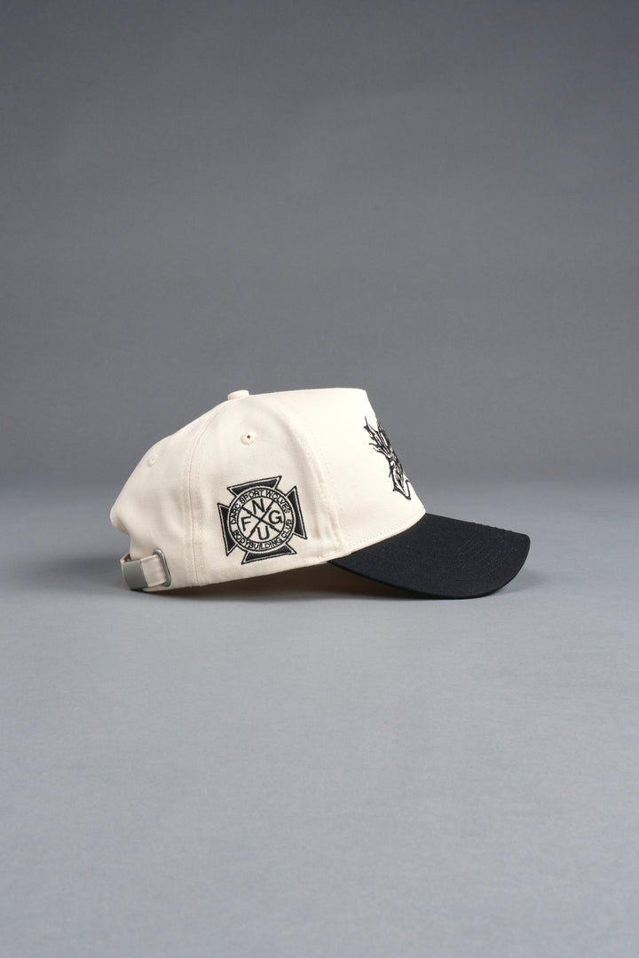 Sheer Loyalty 5 Panel Hat in Cream/Black