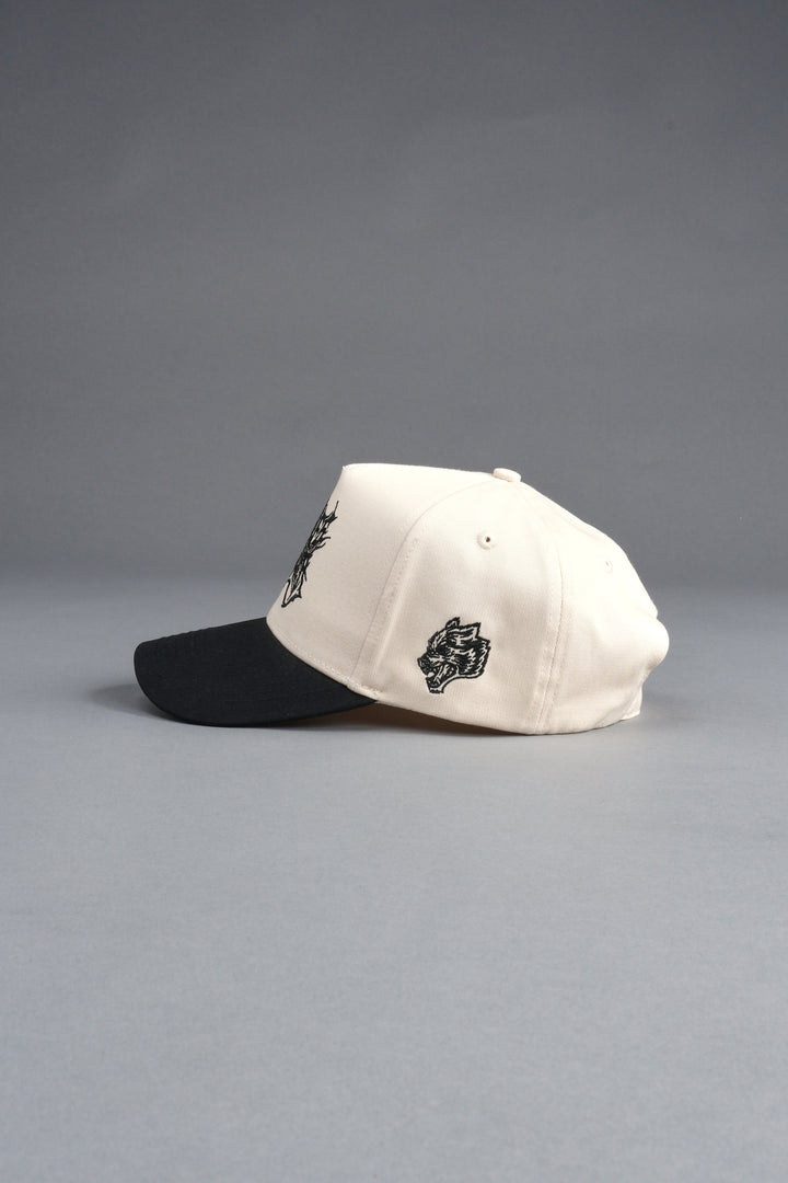 Sheer Loyalty 5 Panel Hat in Cream/Black