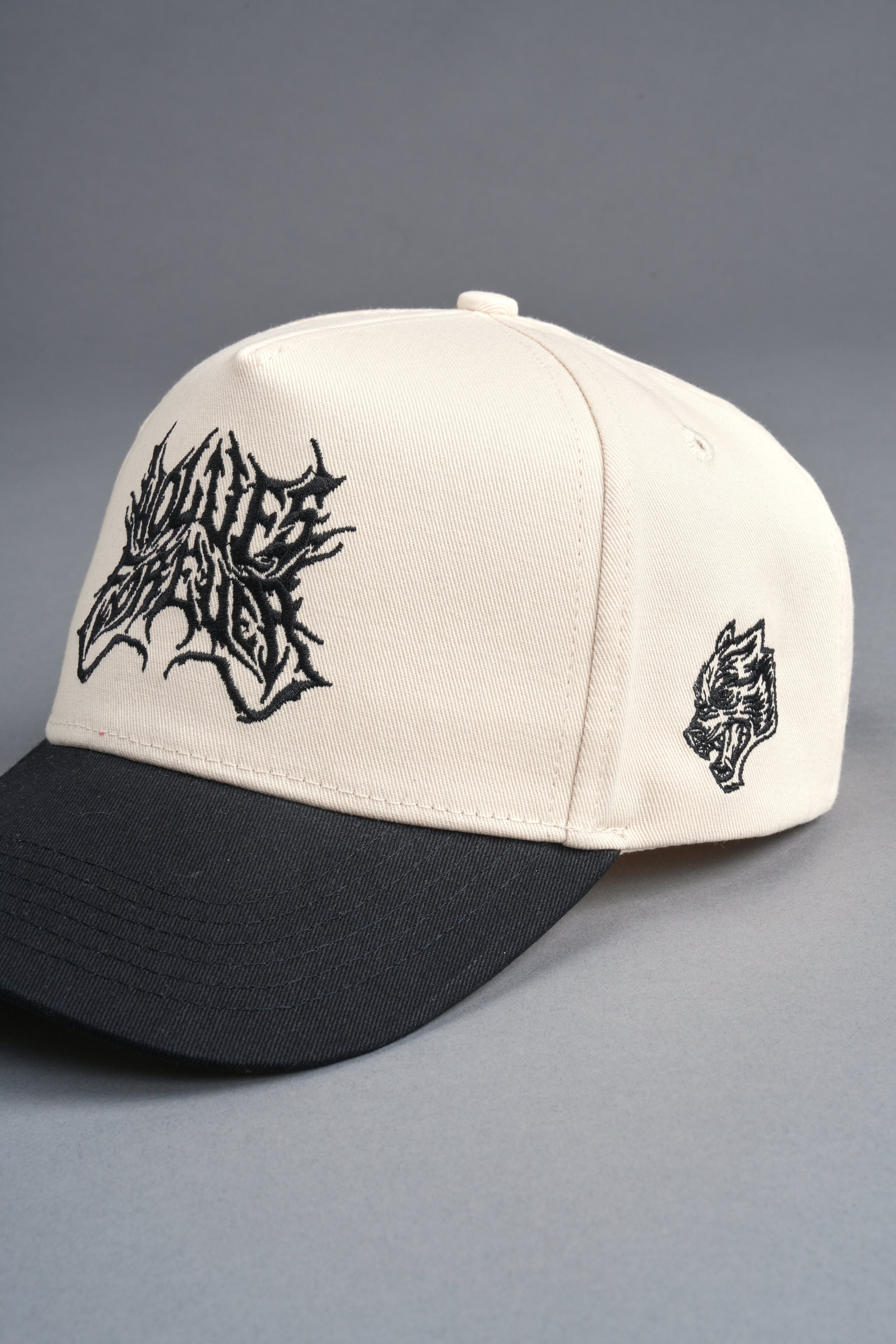 Sheer Loyalty 5 Panel Hat in Cream/Black