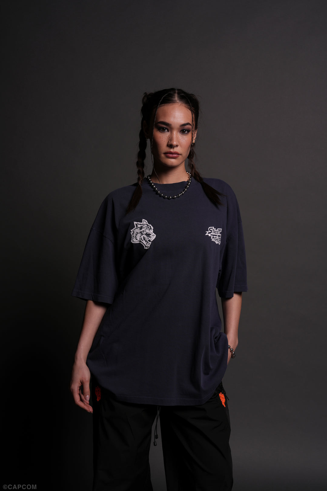 Final Boss "Premium" Unisex Oversized Tee in Storm Blue