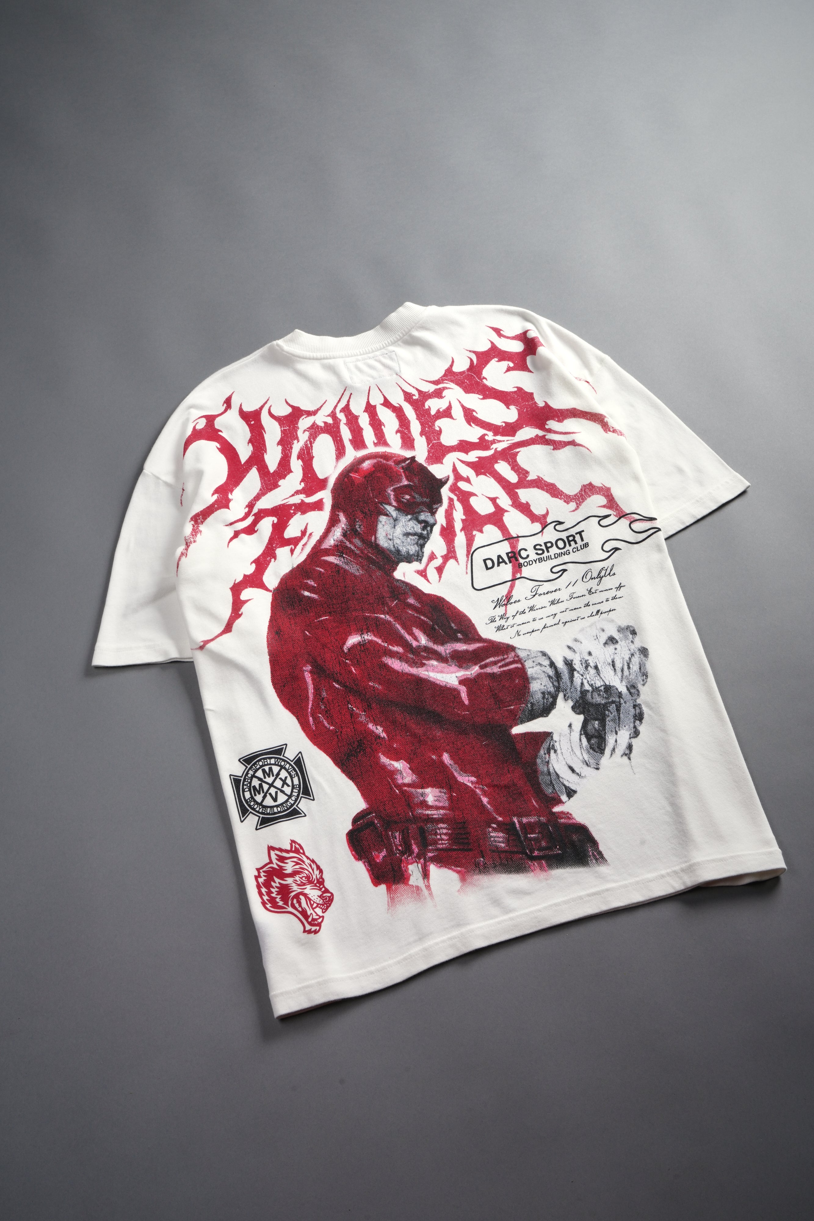Dark Vigilante 1 Of 500 Premium Oversized Tee in Cream