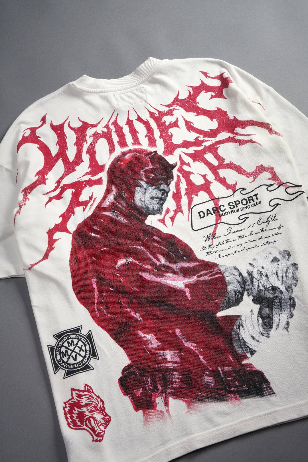 Dark Vigilante 1 Of 500 Premium Oversized Tee in Cream