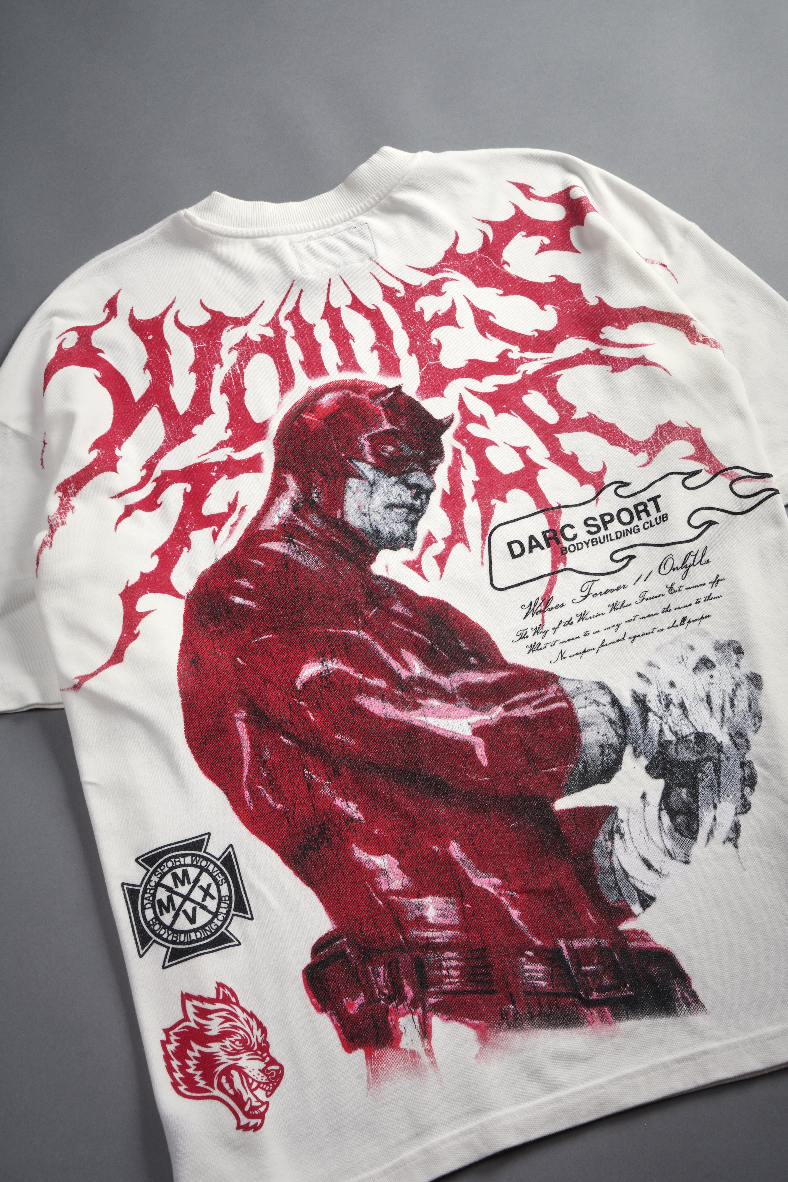 Dark Vigilante 1 Of 500 Premium Oversized Tee in Cream