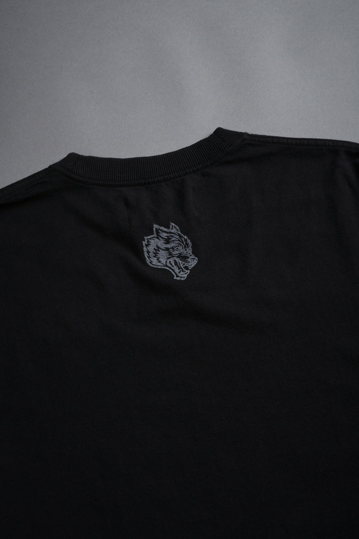 Wolverine Crucifix Grunge Raw Hem Box Cut Tee in Black
