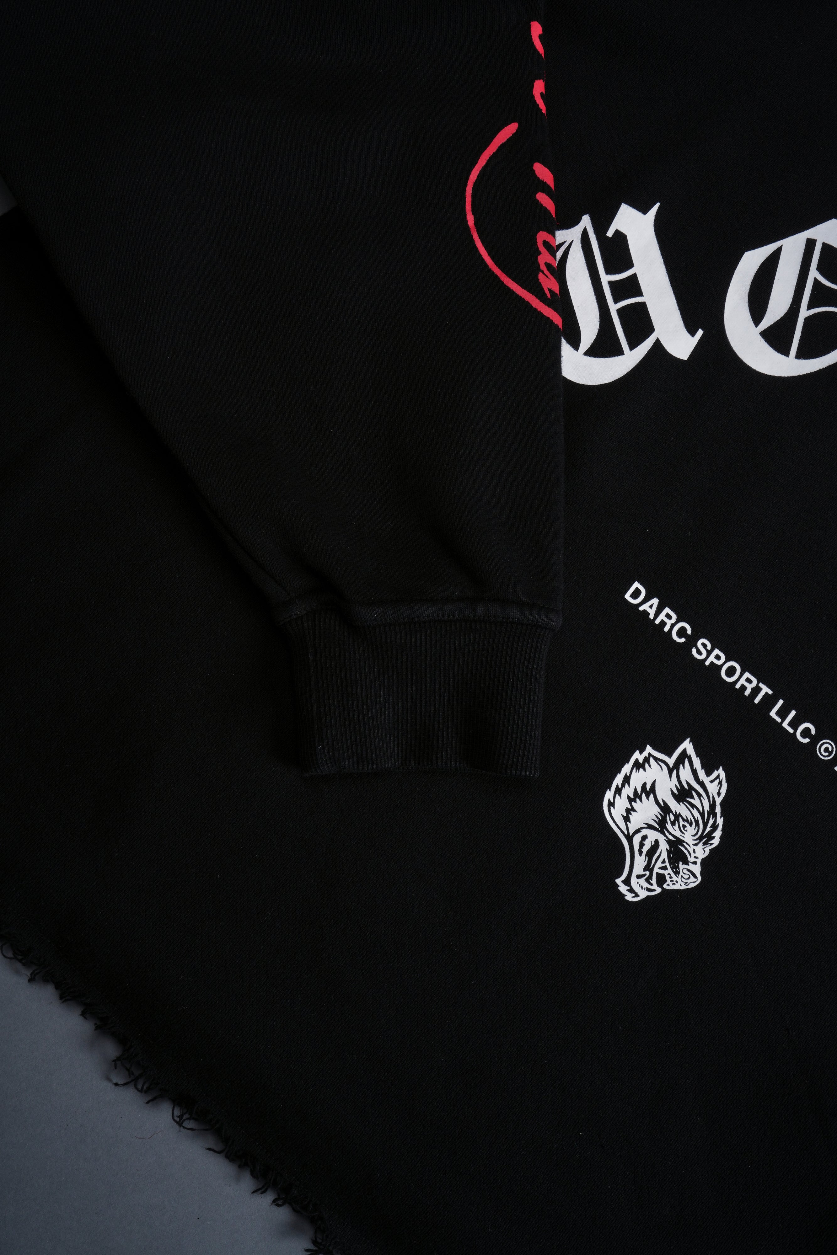 Awake Raw Hem "Box Cut" Pierce Hoodie in Black