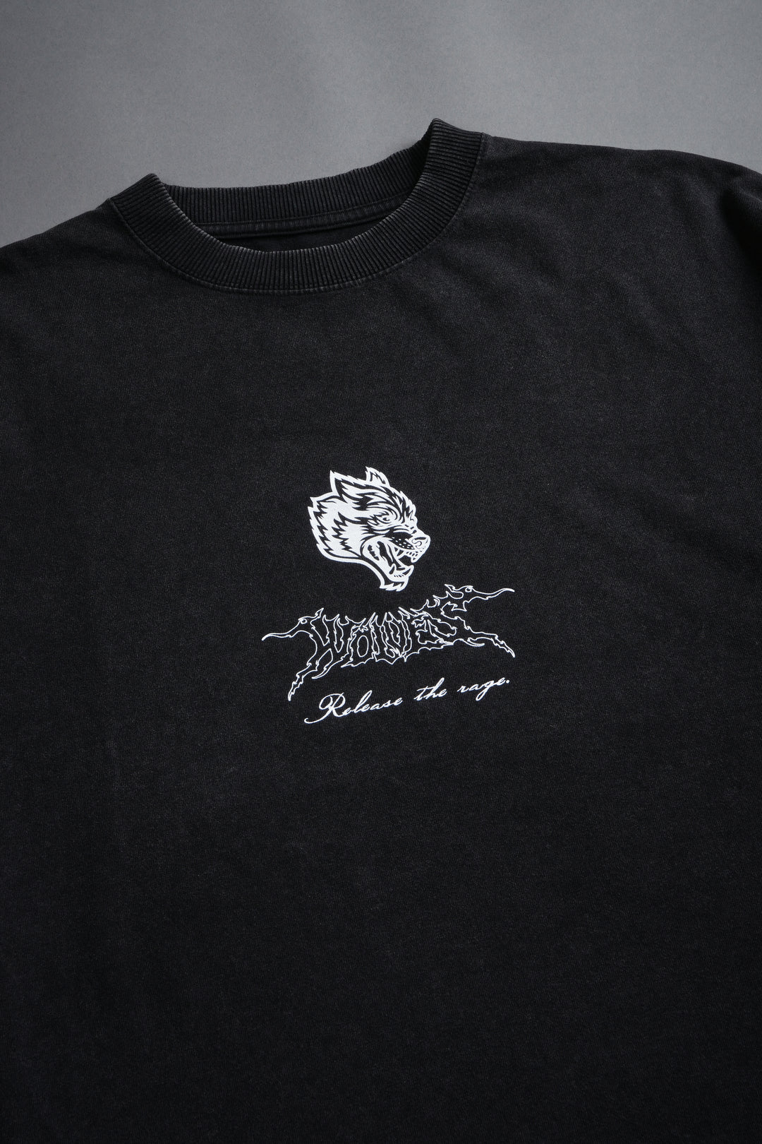 Release The Rage Grunge Raw Hem Box Cut Tee in Black