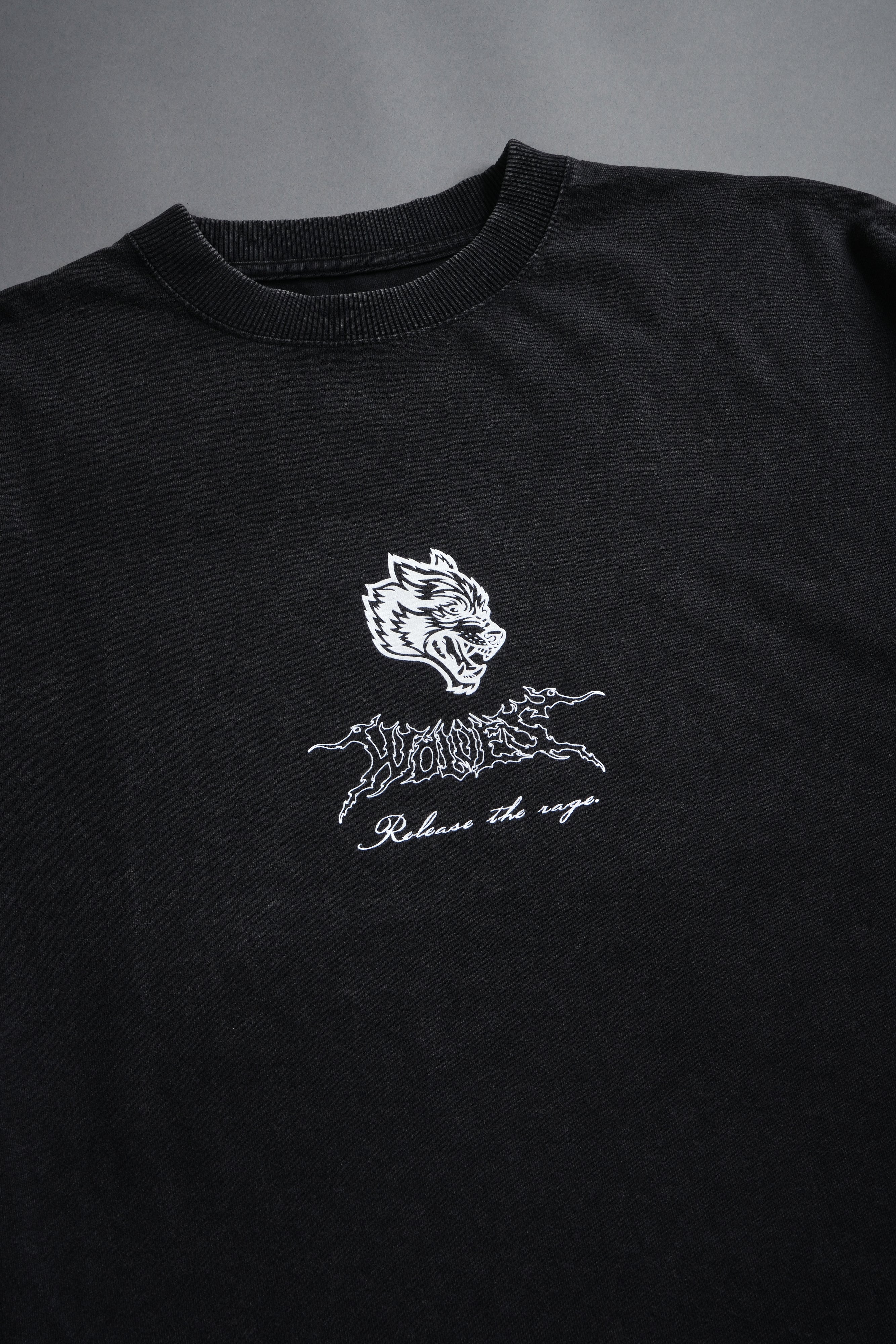 Release The Rage Grunge Raw Hem Box Cut Tee in Black