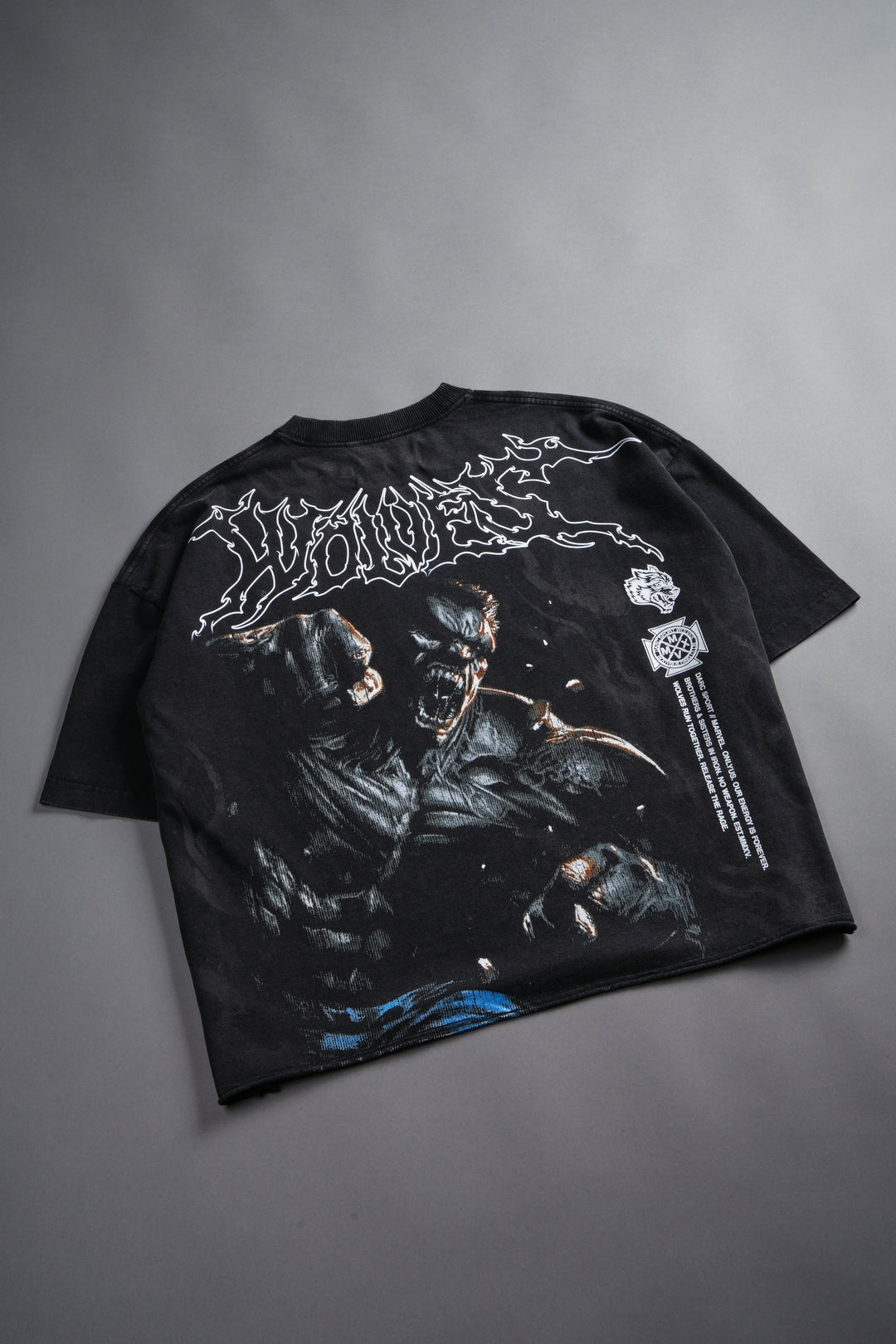 Release The Rage Grunge Raw Hem Box Cut Tee in Black