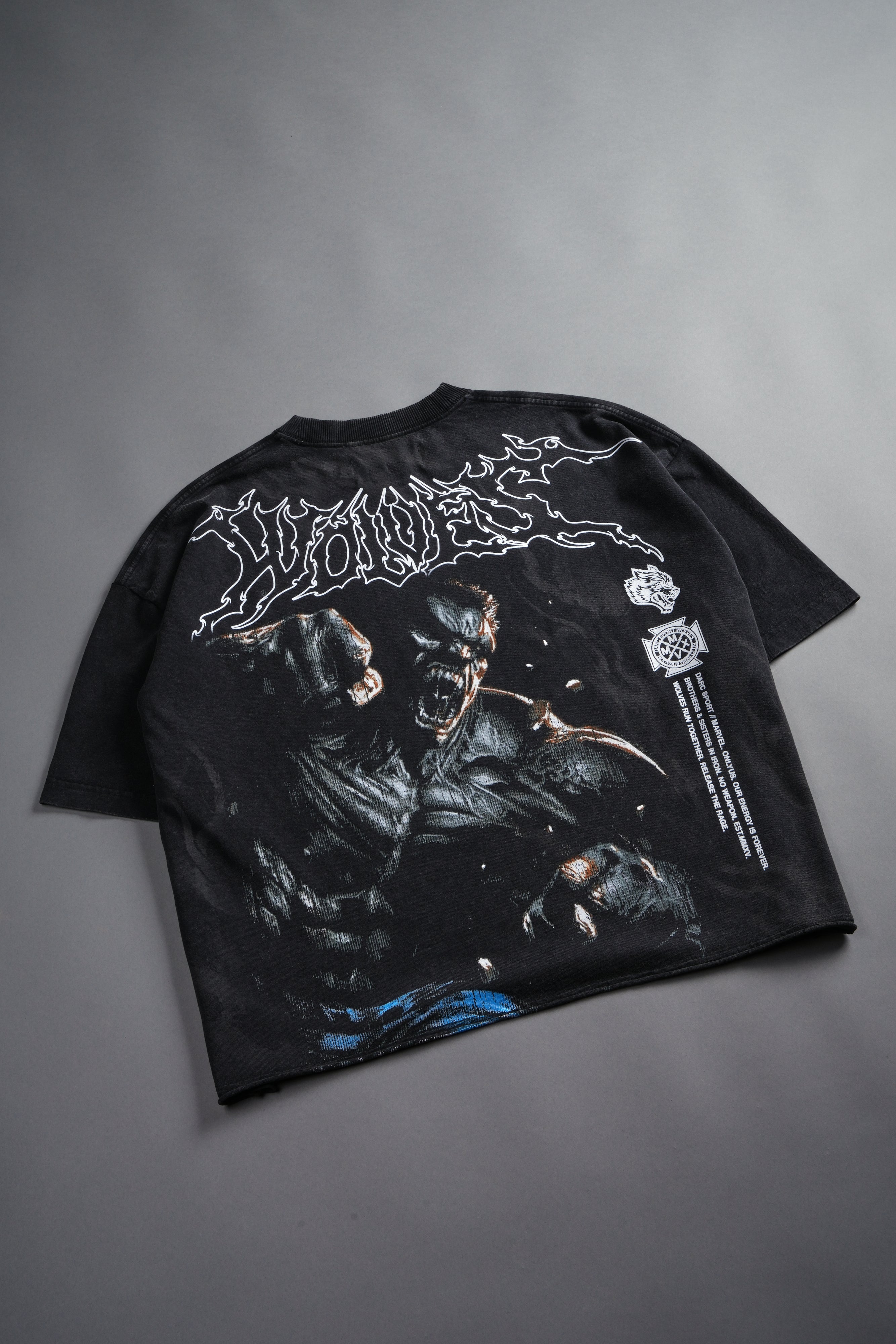 Release The Rage Grunge Raw Hem Box Cut Tee in Black