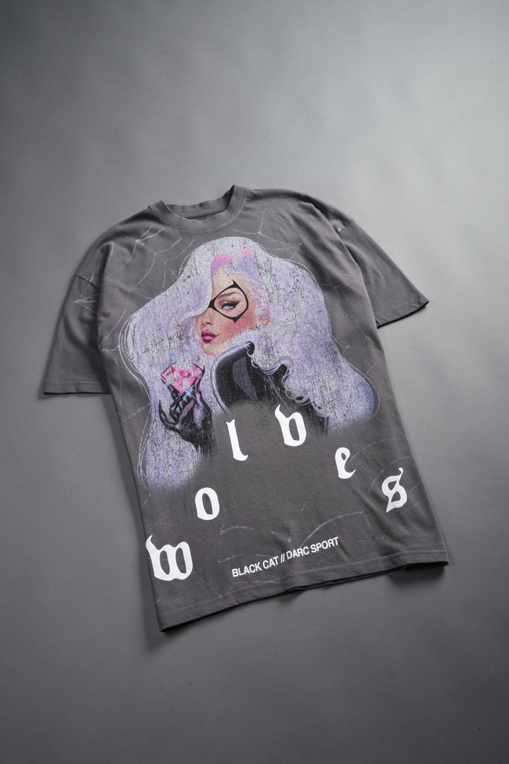 Cat Got Your Tongue Premium Oversized Tee in Slate Gray