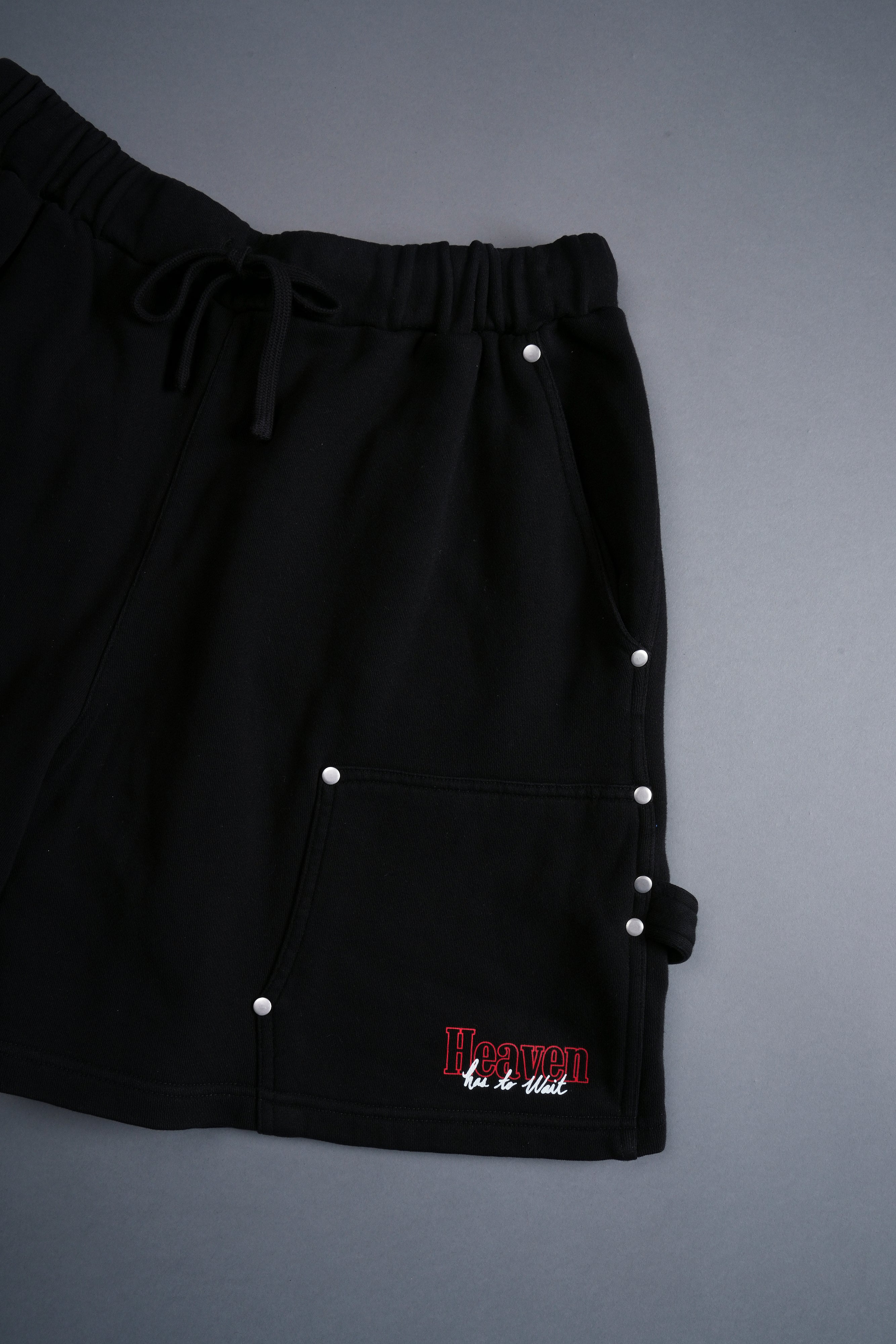 Frontier Rivet Fleece Shorts in Black