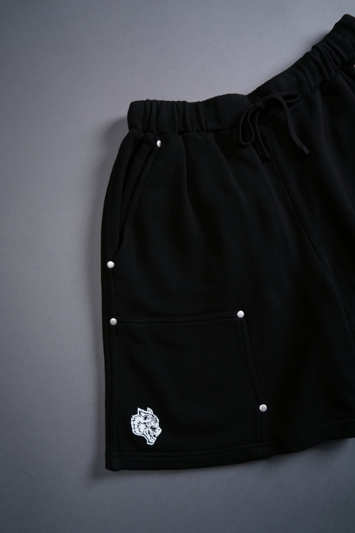 Frontier Rivet Fleece Shorts in Black