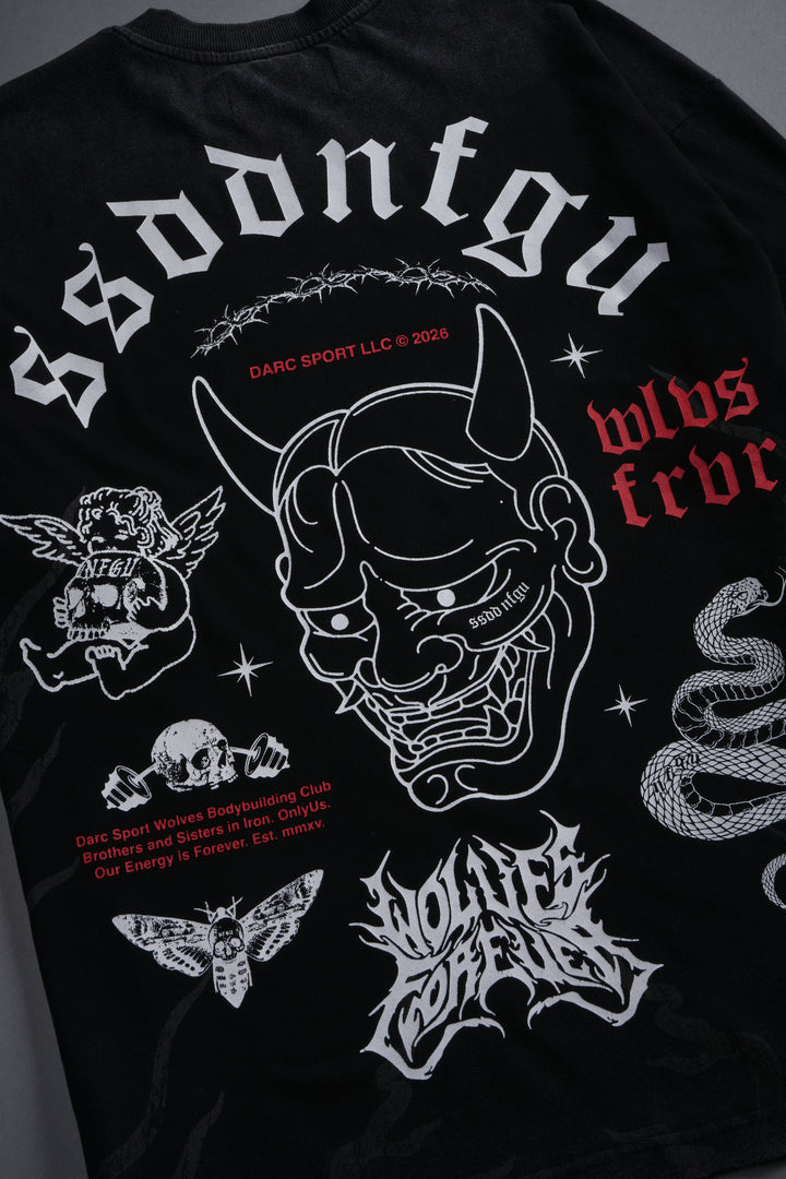 Oni Wolves "Premium" Oversized Tee in Black