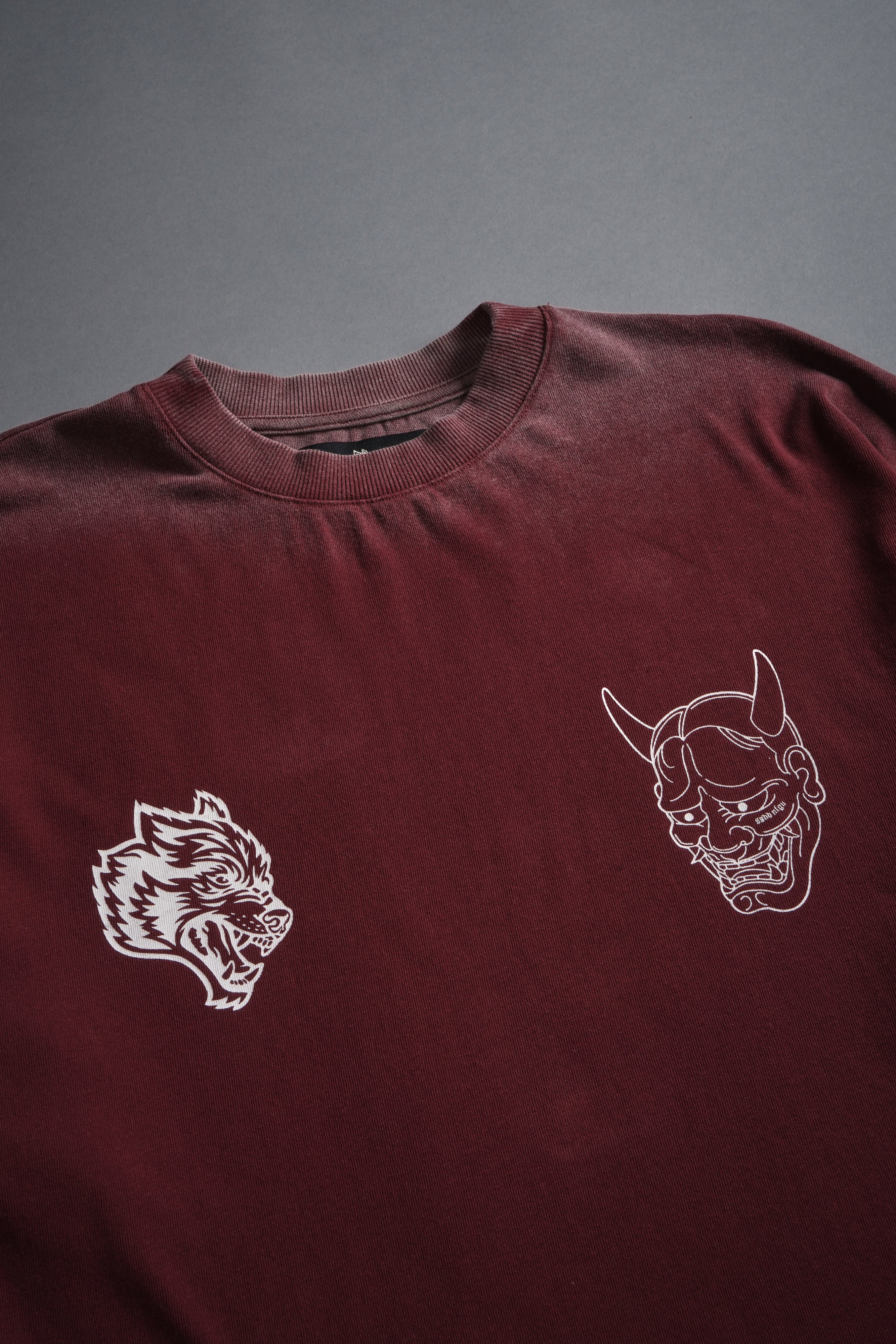 Oni Wolves "Premium" Oversized Tee in Oxblood