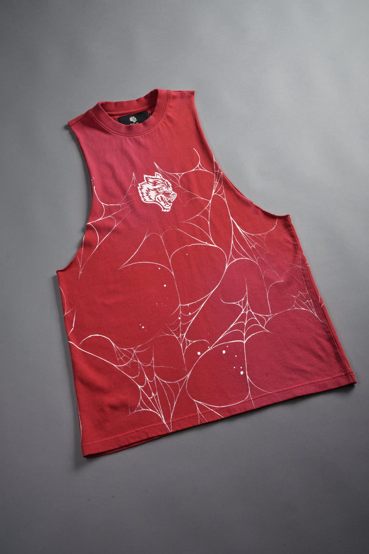 Web Chopper Tommy Muscle Tee in Roman Red Sun Fade