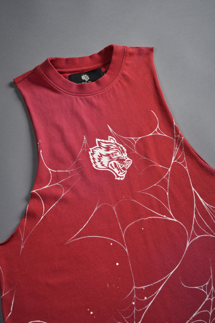 Web Chopper Tommy Muscle Tee in Roman Red Sun Fade