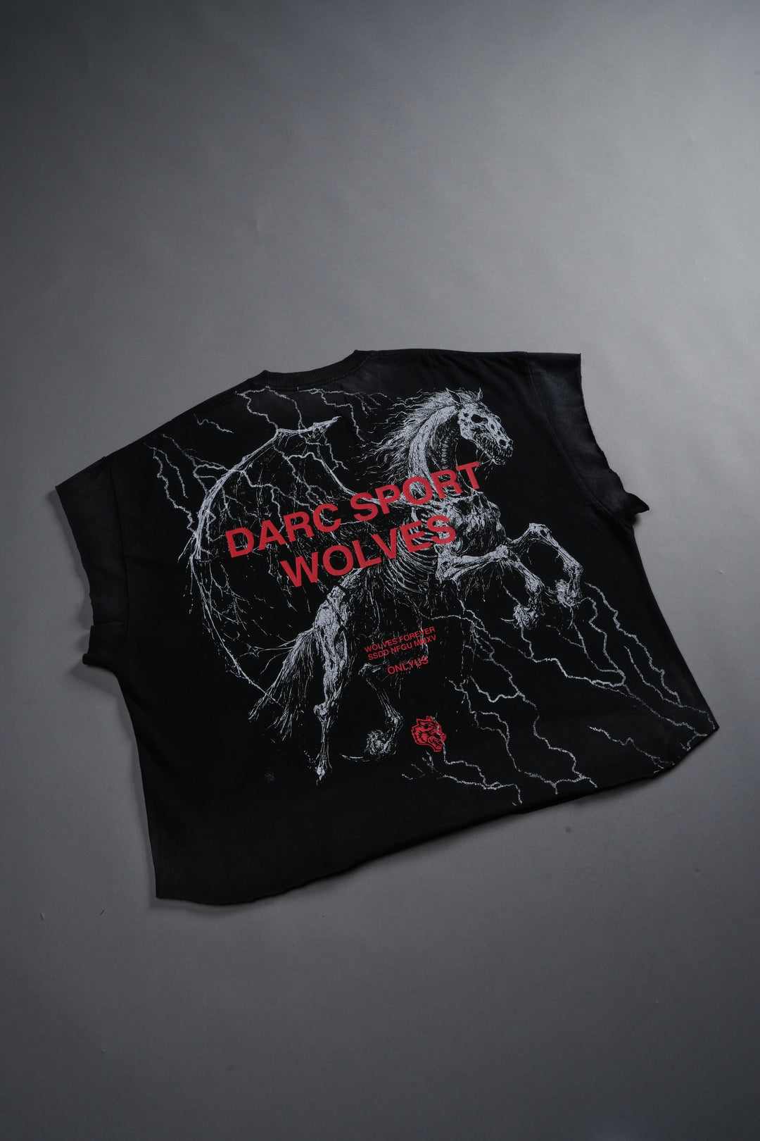 Pegasus Storm Grunge Cut-Off Tee in Black Drift Wash