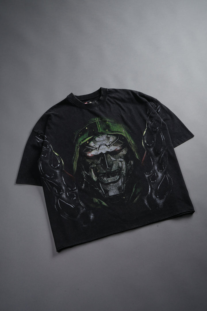 Doom Defiant Grunge Raw Hem Box Cut Tee in Black