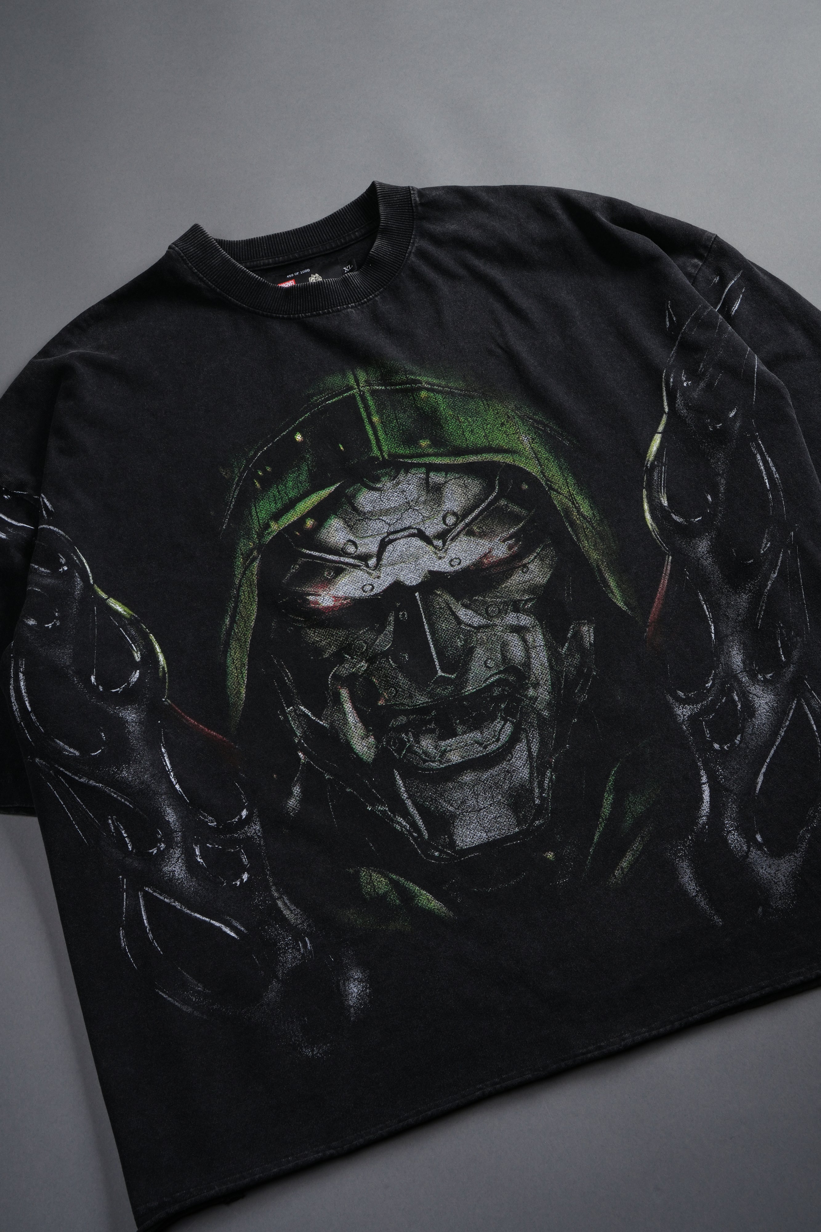 Doom Defiant Grunge Raw Hem Box Cut Tee in Black