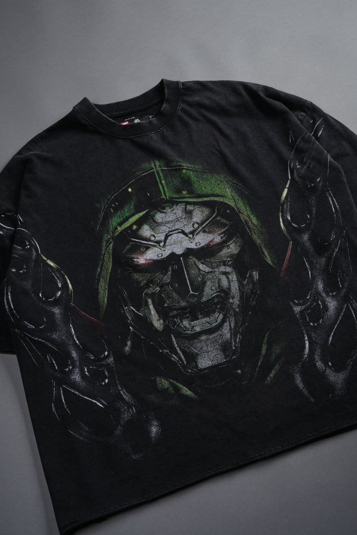 Doom Defiant Grunge Raw Hem Box Cut Tee in Black