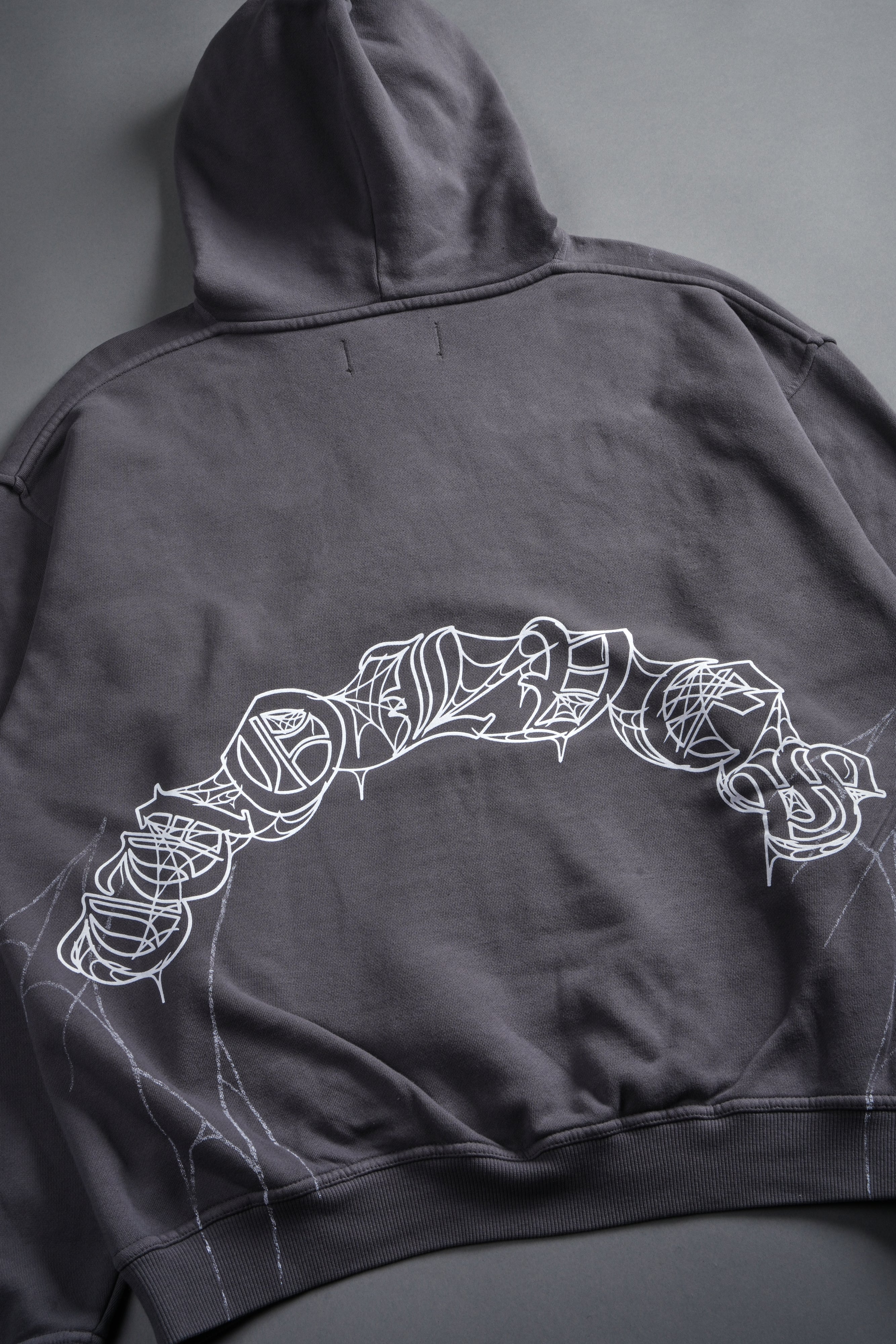 Web Of Darkness Bishop Hoodie in Slate Gray