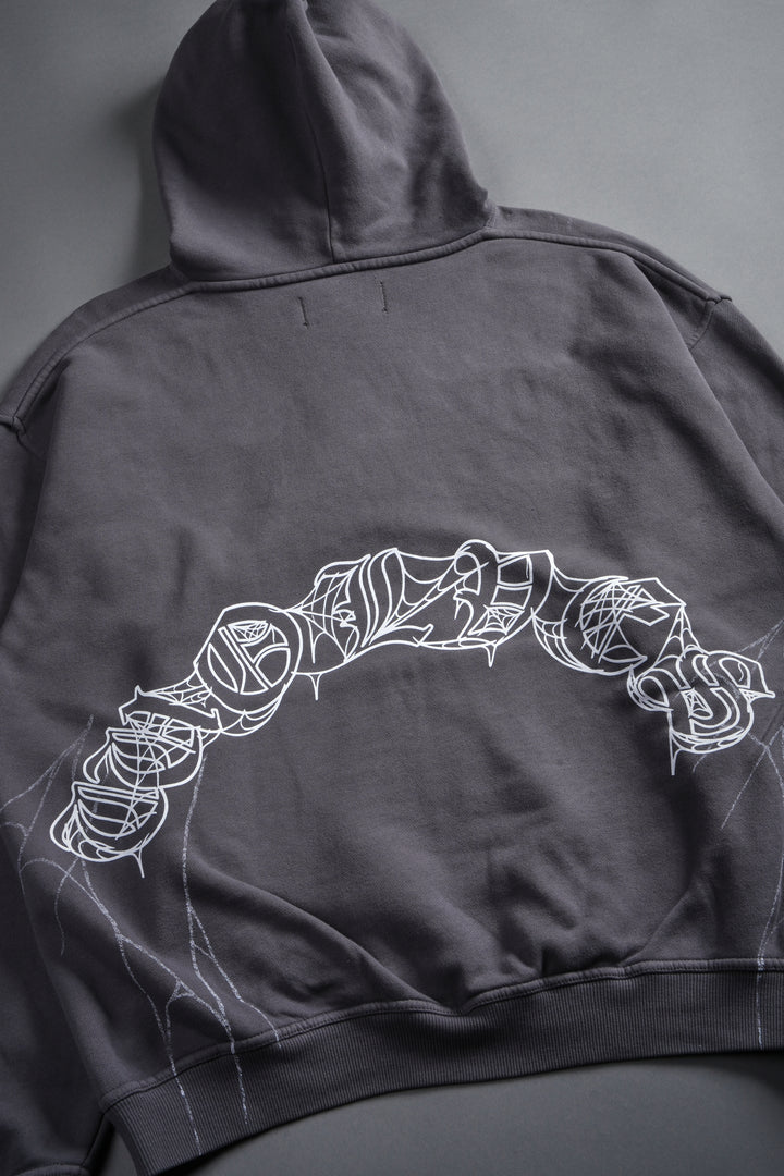 Web Of Darkness Bishop Hoodie in Slate Gray