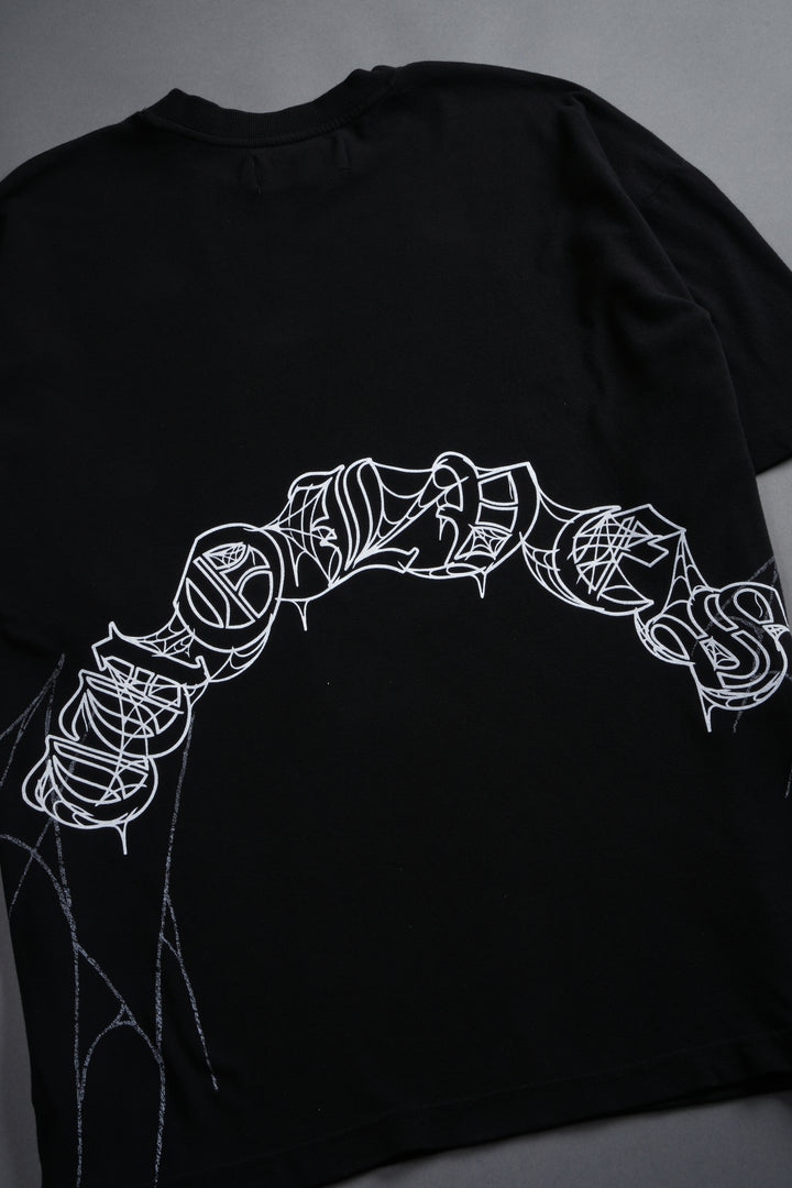 Web Of Darkness Premium Oversized Tee in Black