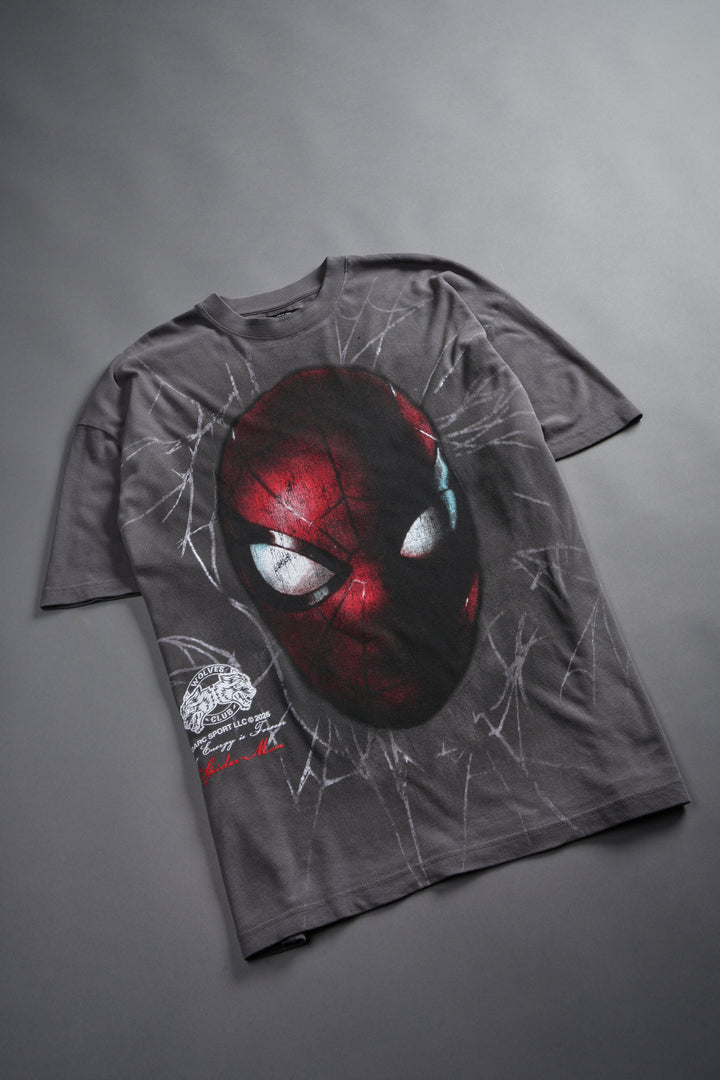 Web Of Darkness Premium Oversized Tee in Slate Gray